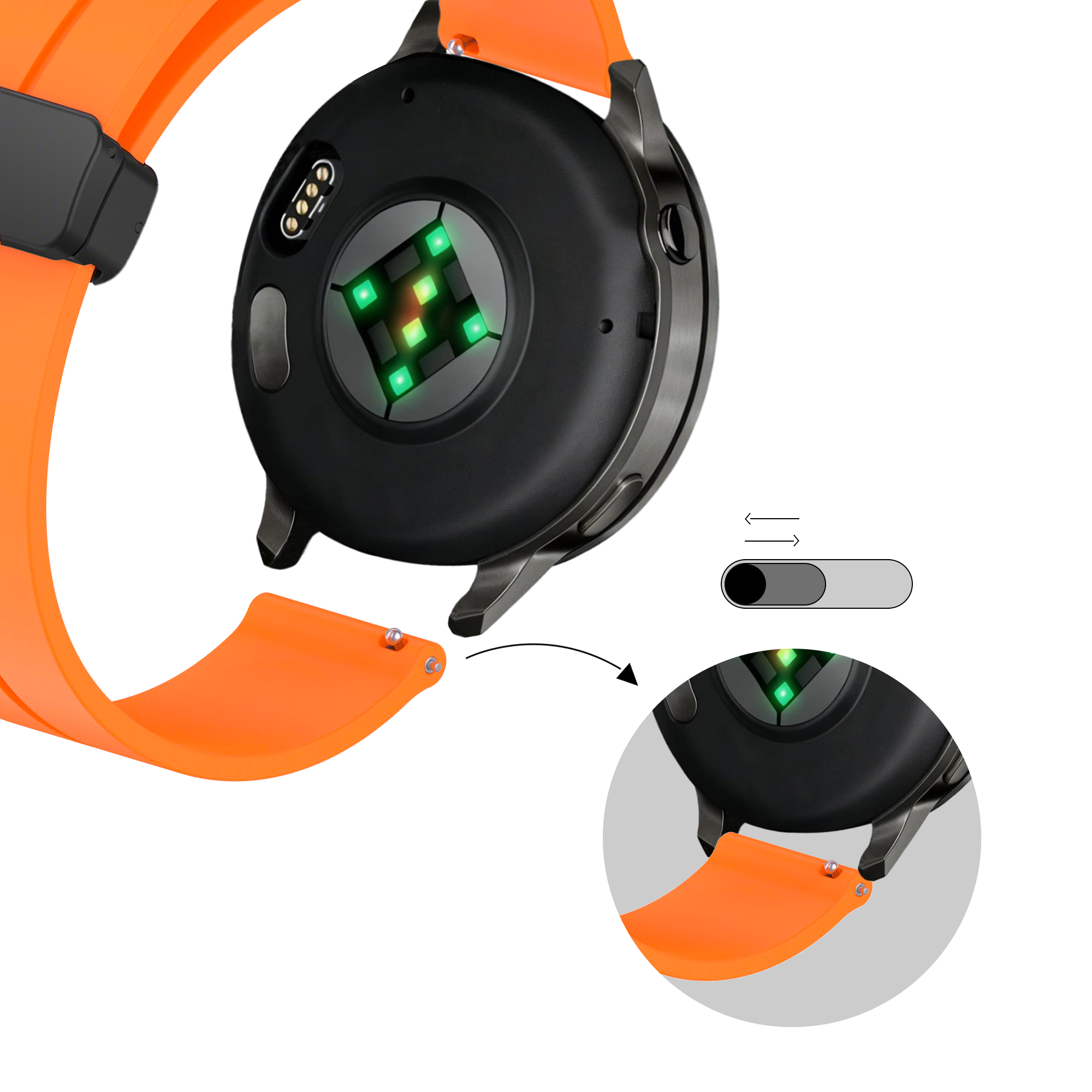 Bandz Bracelet silicone avec boucle en D Garmin Venu 2 (orange)