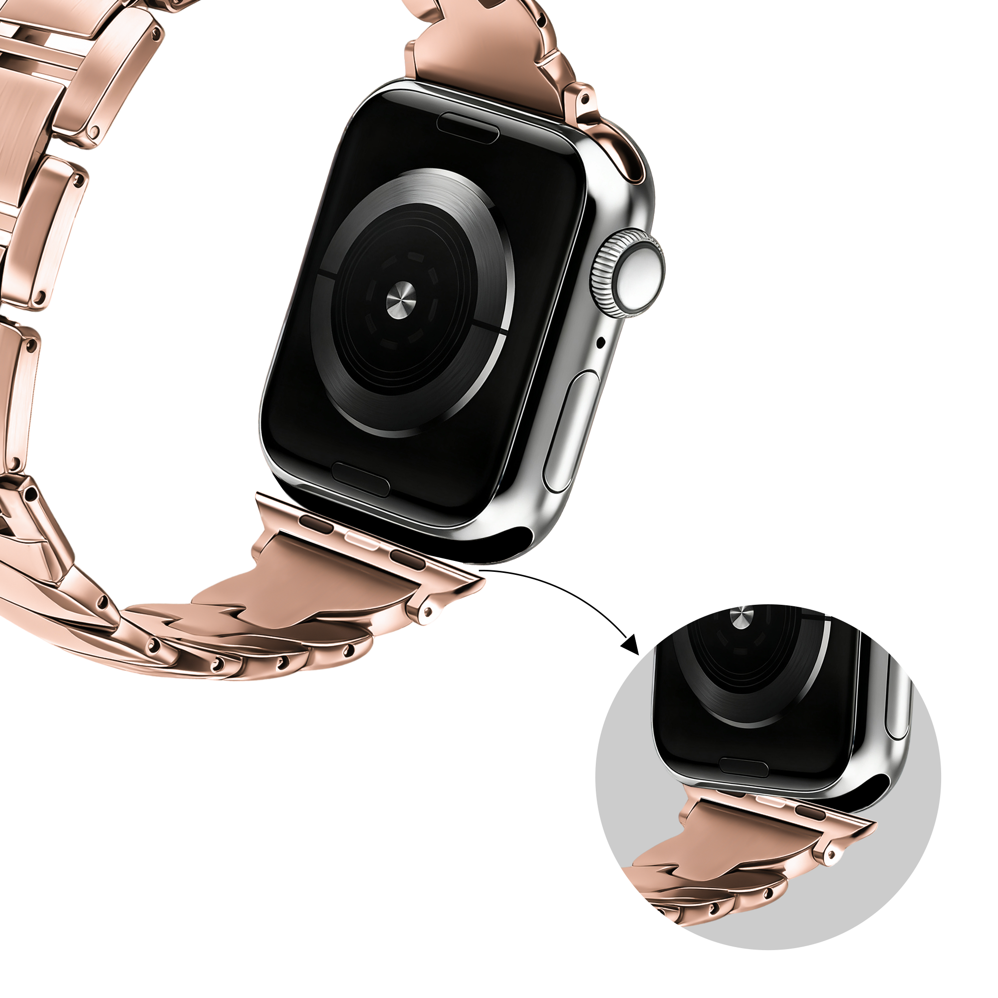 Bandz Bracelet acier premium 'Twisted' Apple Watch (rose or)