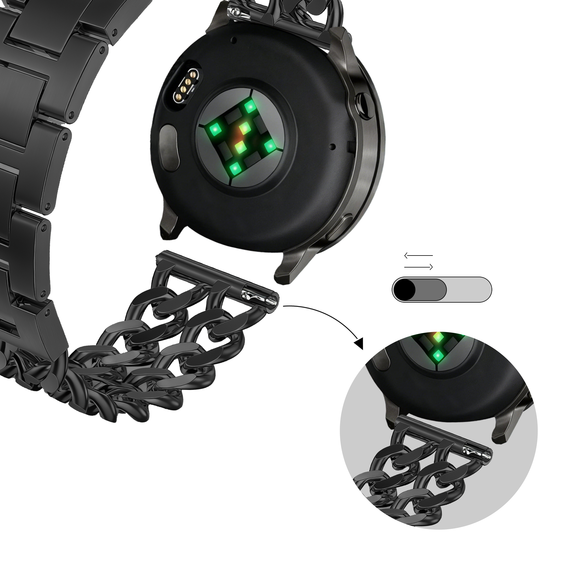 Bandz Bracelet acier 'Double Chains' Polar Ignite (noir)