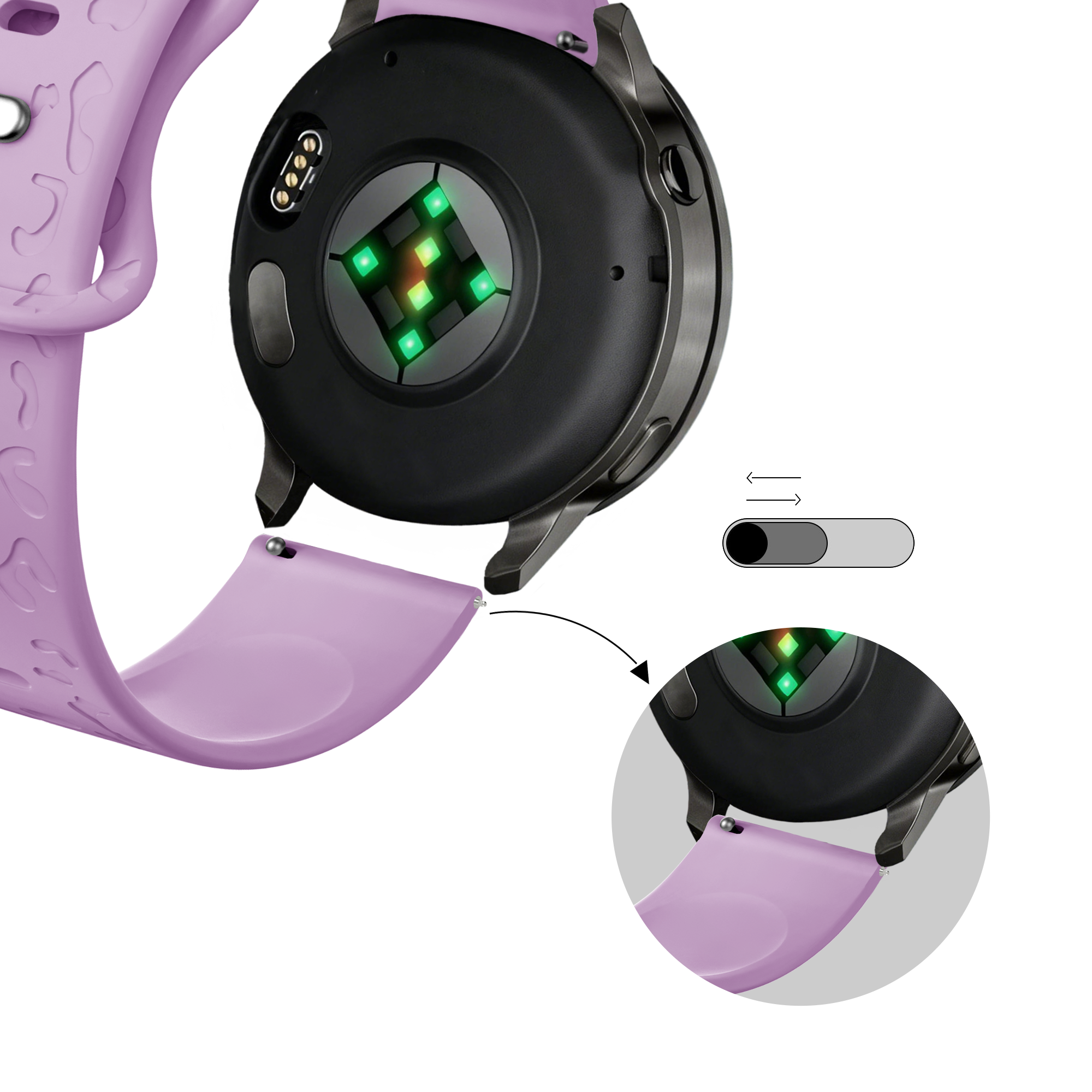 Bandz Garmin Venu 4 - 41mm Silicone Strap 'Leopard' (Light Purple)