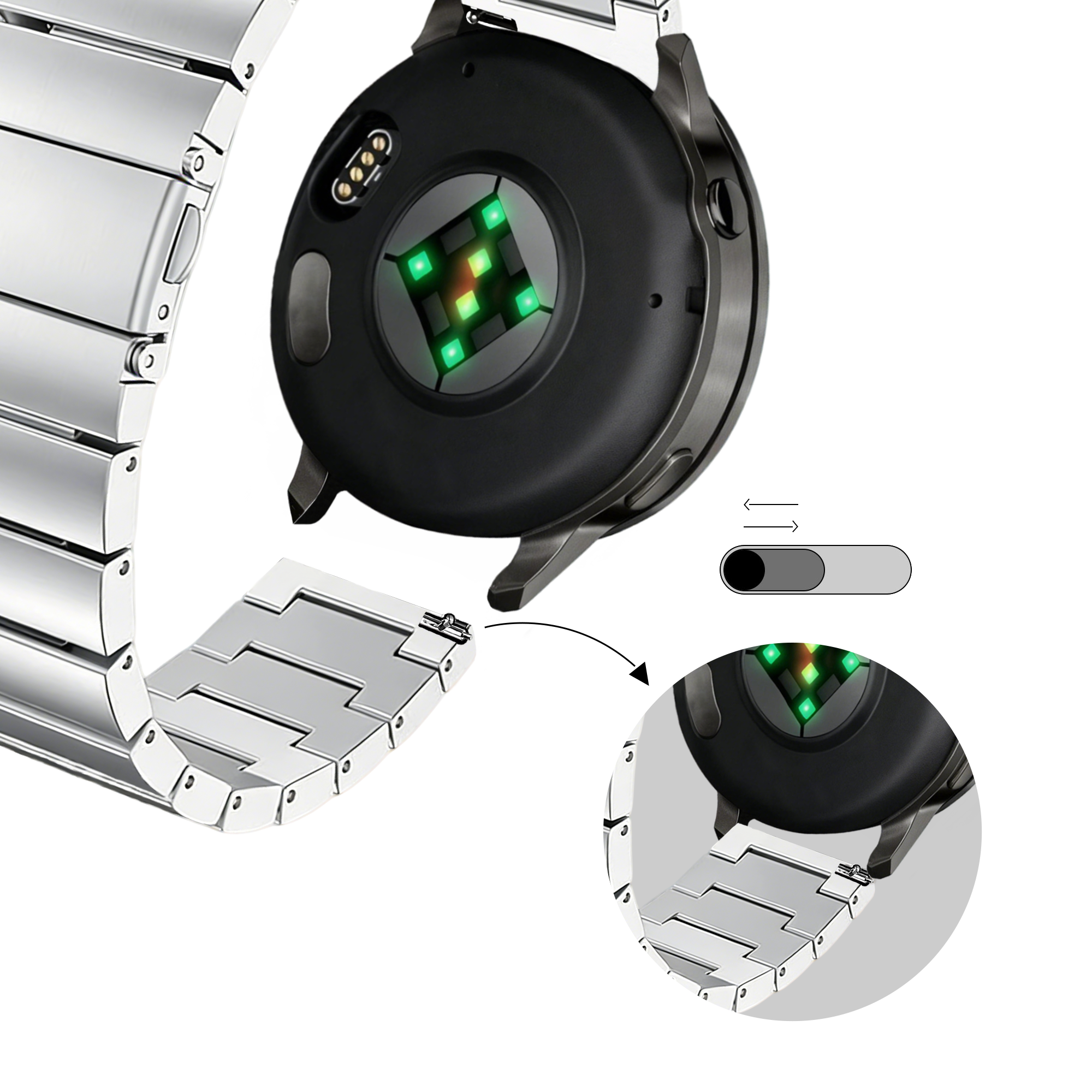 Bandz Bracelet acier 'One Bead' Garmin Approach J1 (argent)