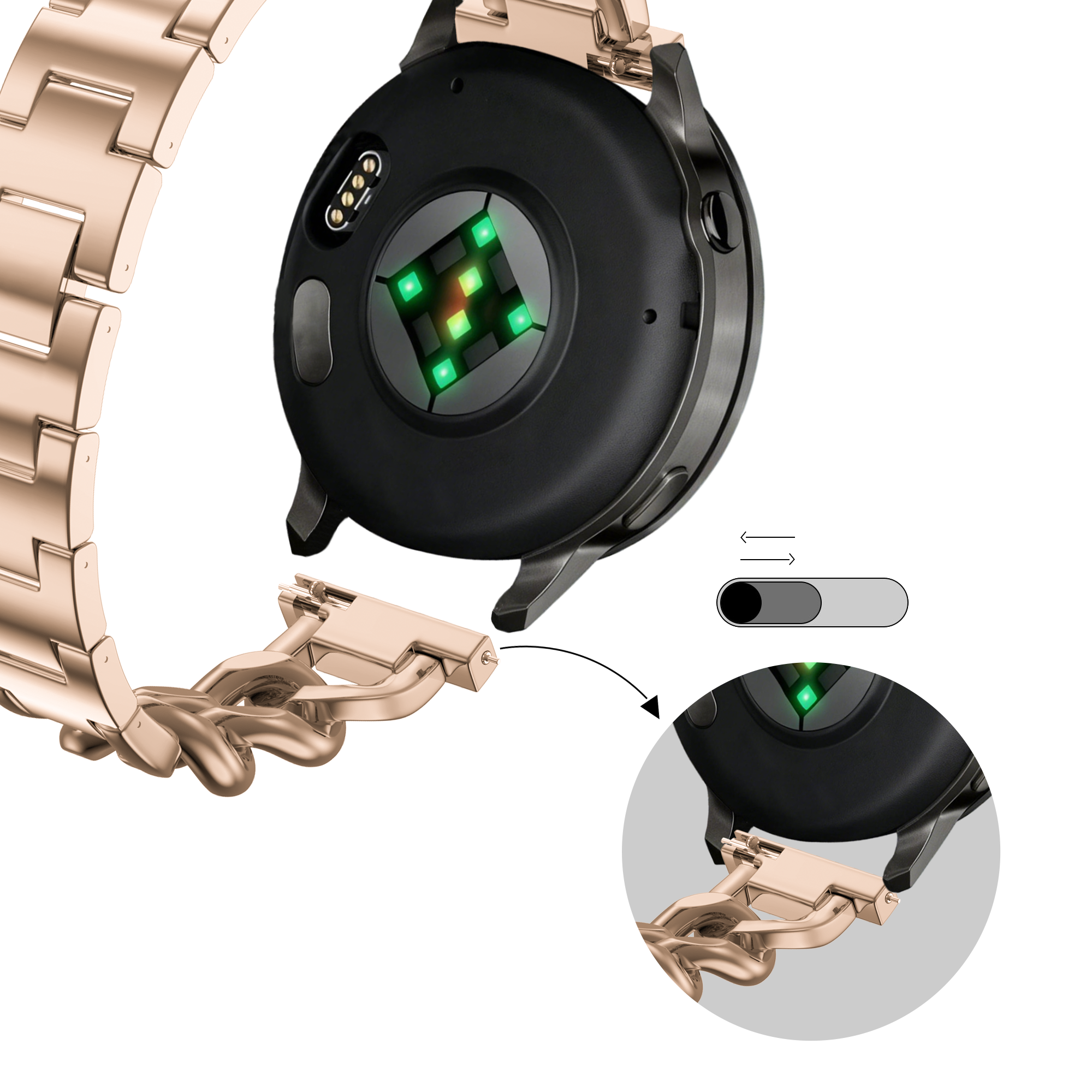 Bandz Garmin Bounce 2 Metal Strap 'Chains' (Rose Gold)