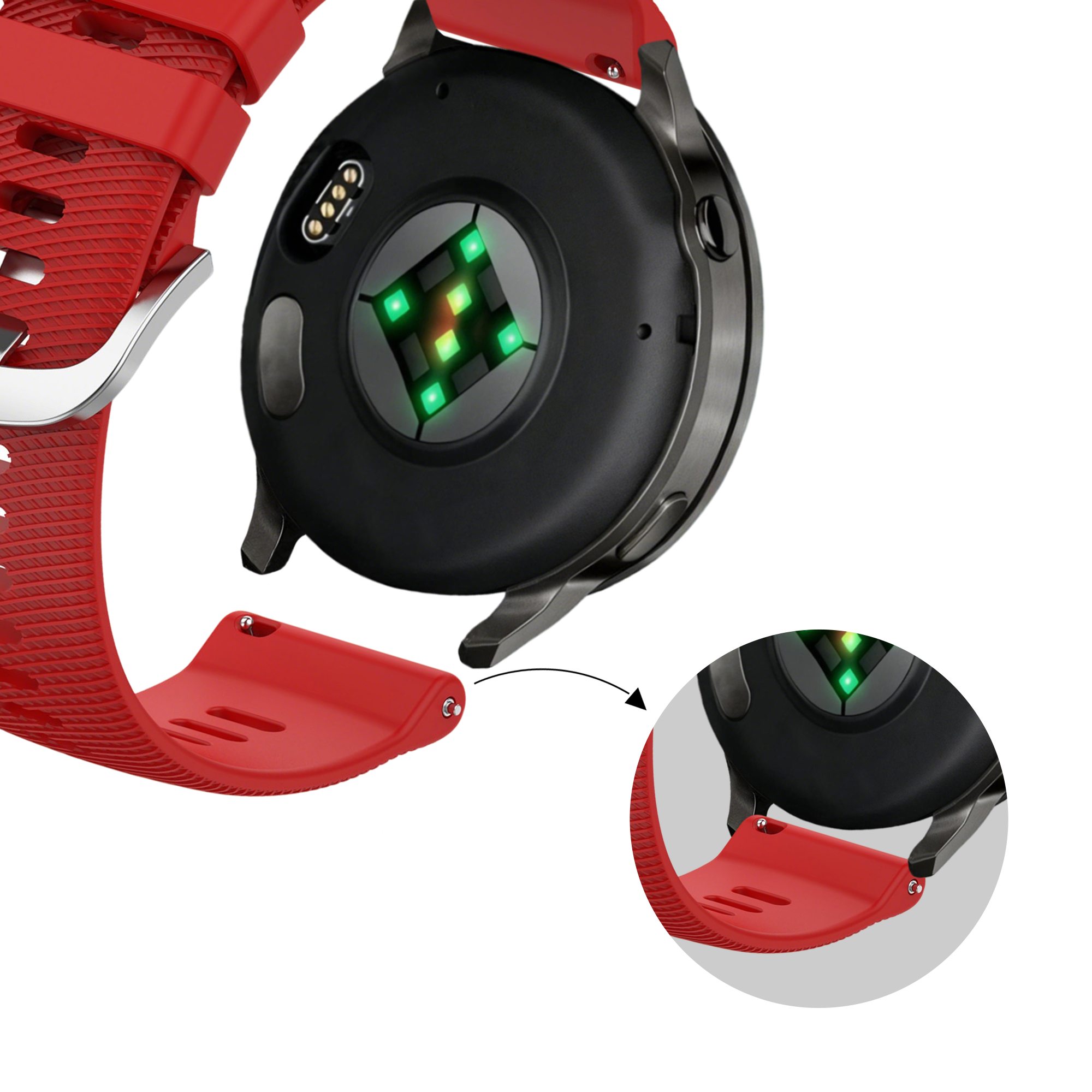 Bandz Bracelet silicone 'Deluxe' Garmin Forerunner 265s (rouge)