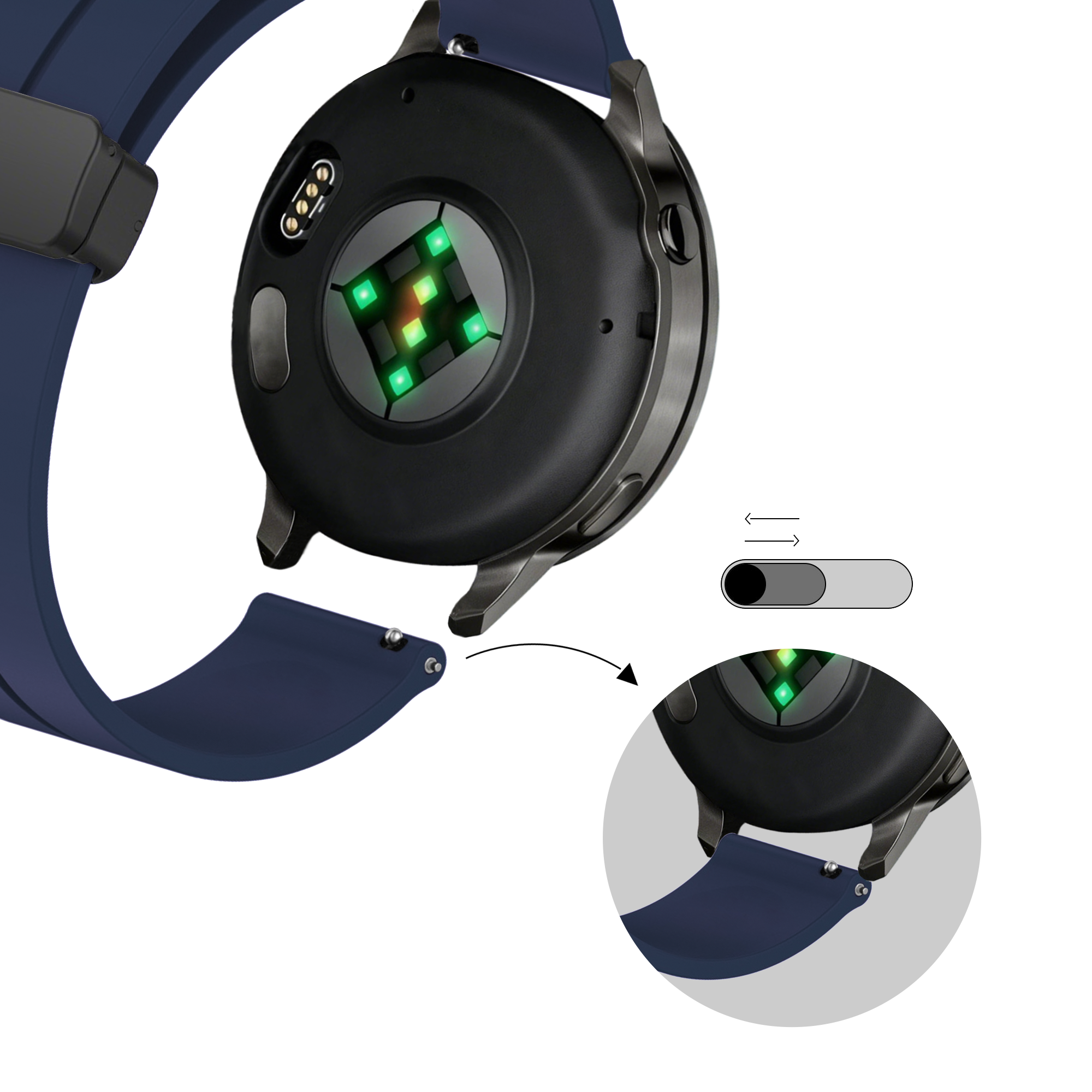 Bandz Bracelet silicone avec boucle en D Garmin Approach S42 (bleu foncé)