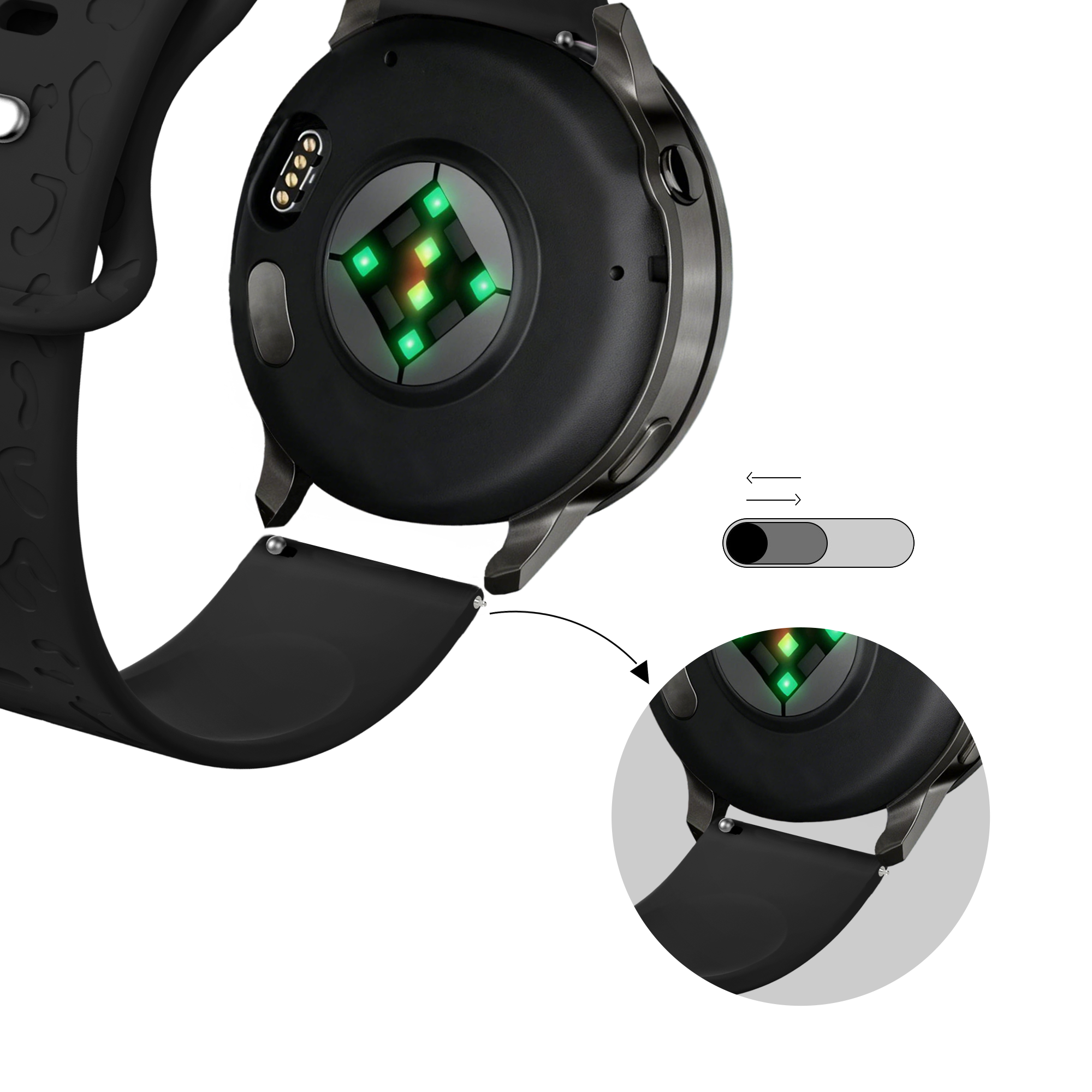 Bandz Bracelet silicone 'Léopard' Garmin Venu 4 - 41mm (noir)