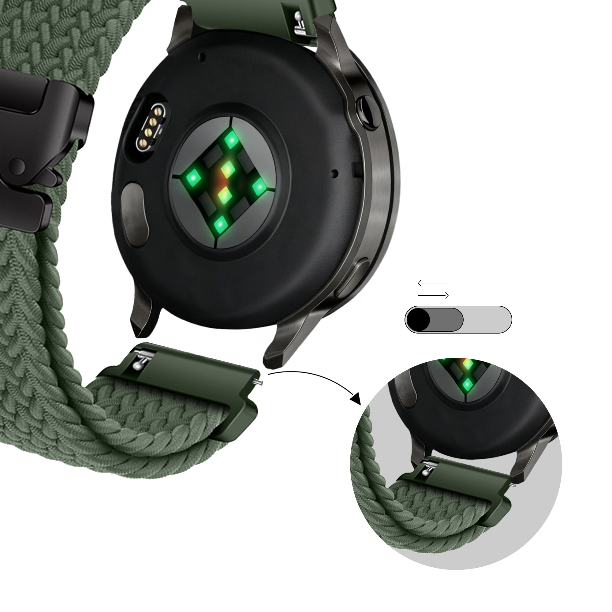 Bandz Bracelet tressé 'Parachute' Garmin Venu 2 (vert)