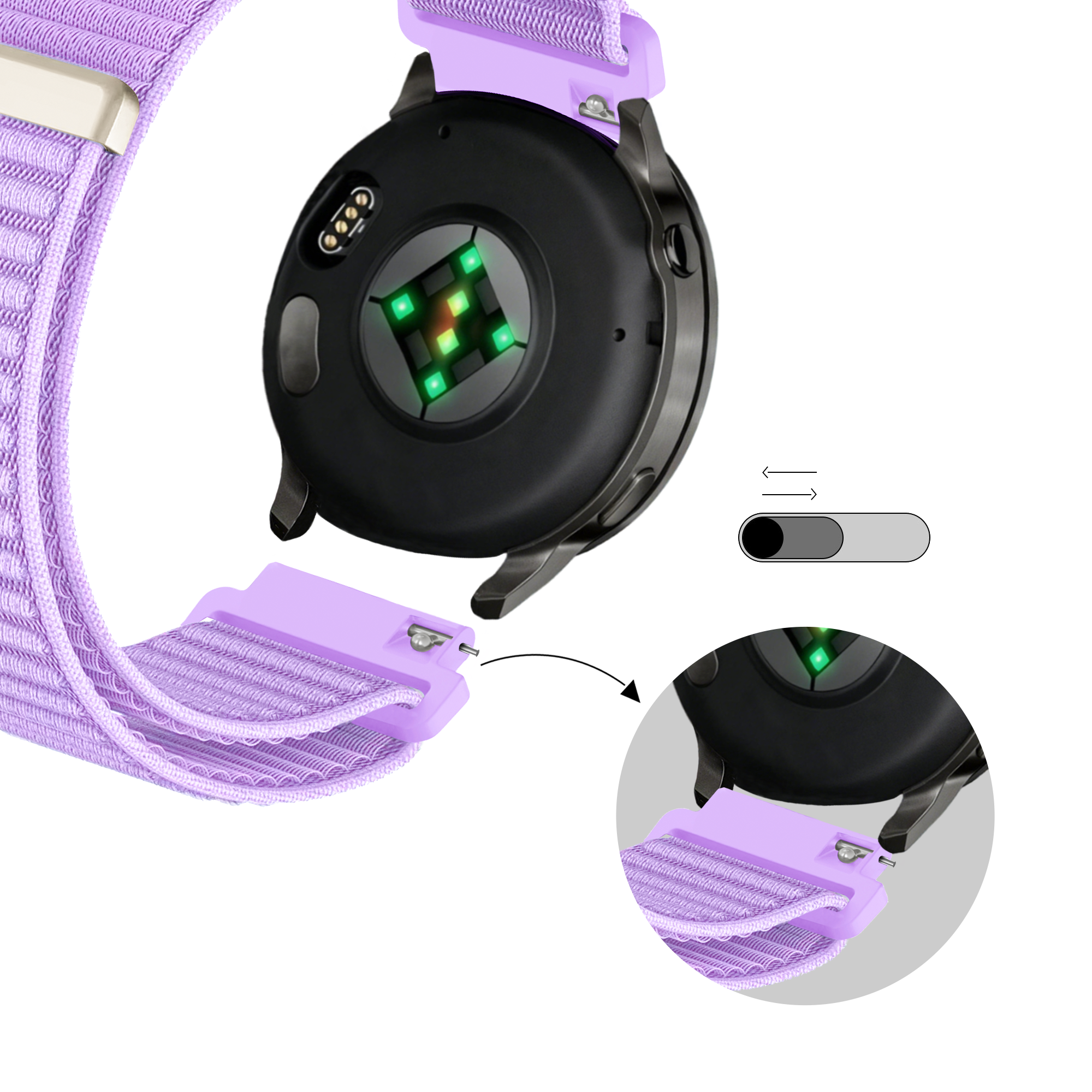 Bandz Garmin Forerunner 645 Nylon Strap 'Wave' (Light Purple)