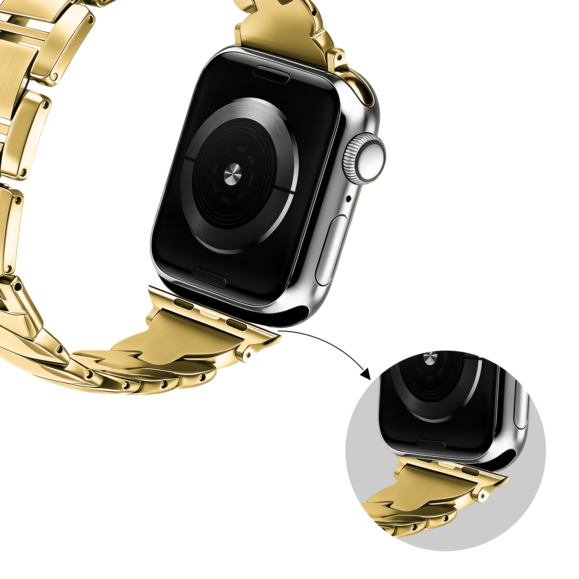 Bandz Bracelet acier premium 'Twisted' Apple Watch (or)
