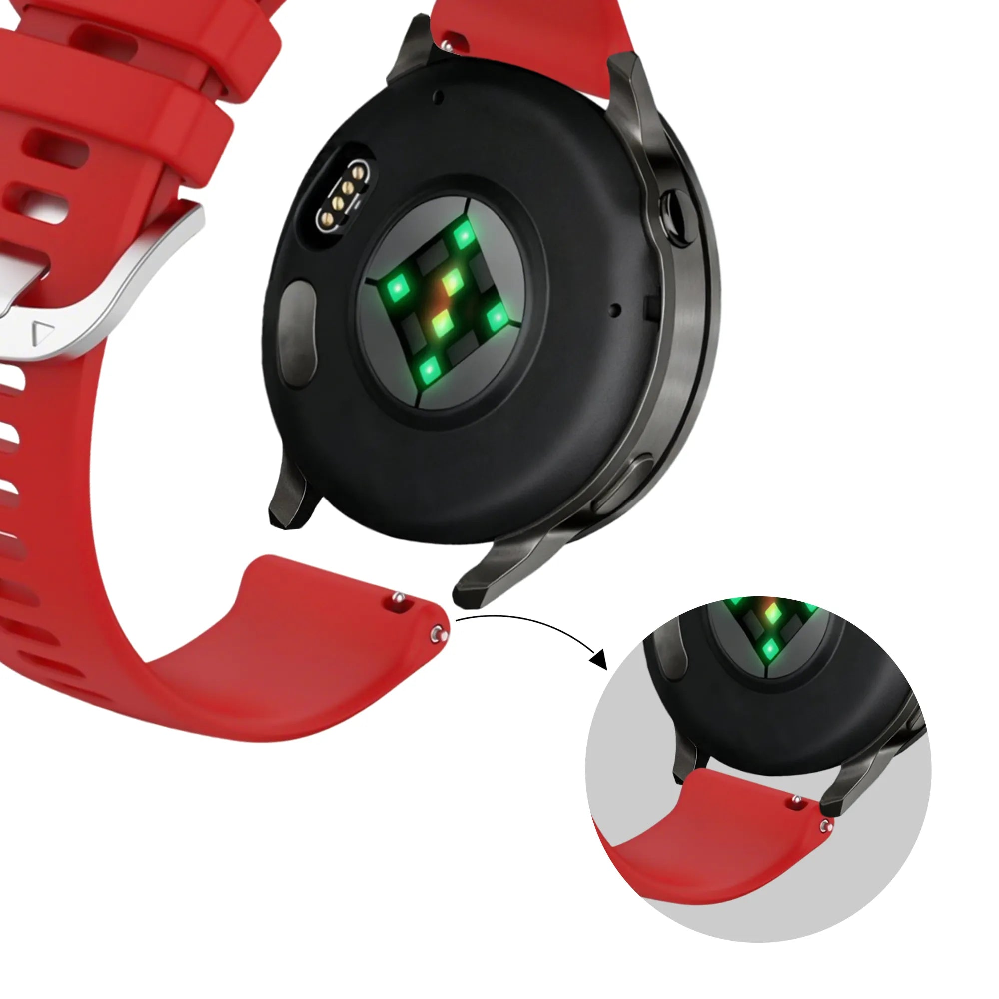 Bandz Garmin Vivomove 3s Silicone Strap 'Classic' (Red)