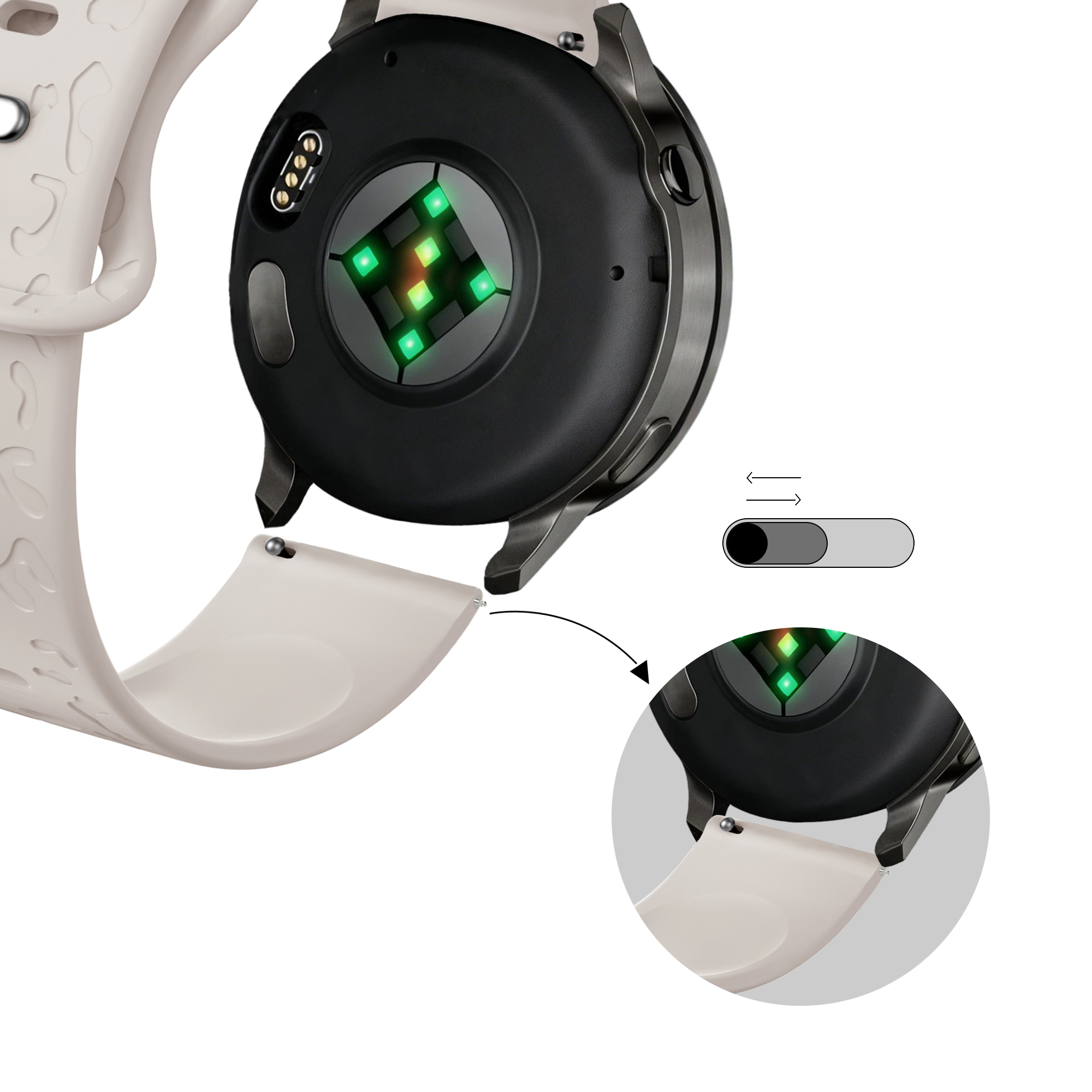 Bandz Bracelet silicone 'Léopard' Garmin Venu 4 - 41mm (lumière stellaire)