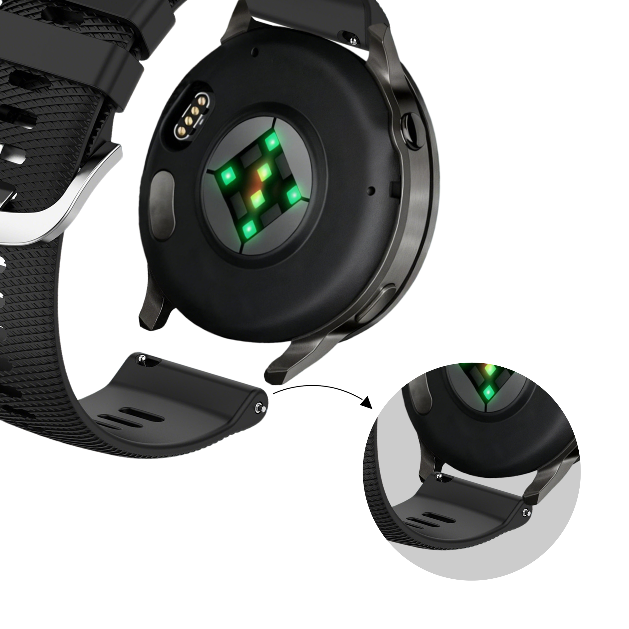 Bandz Bracelet silicone 'Deluxe' Garmin Venu 2s (noir)