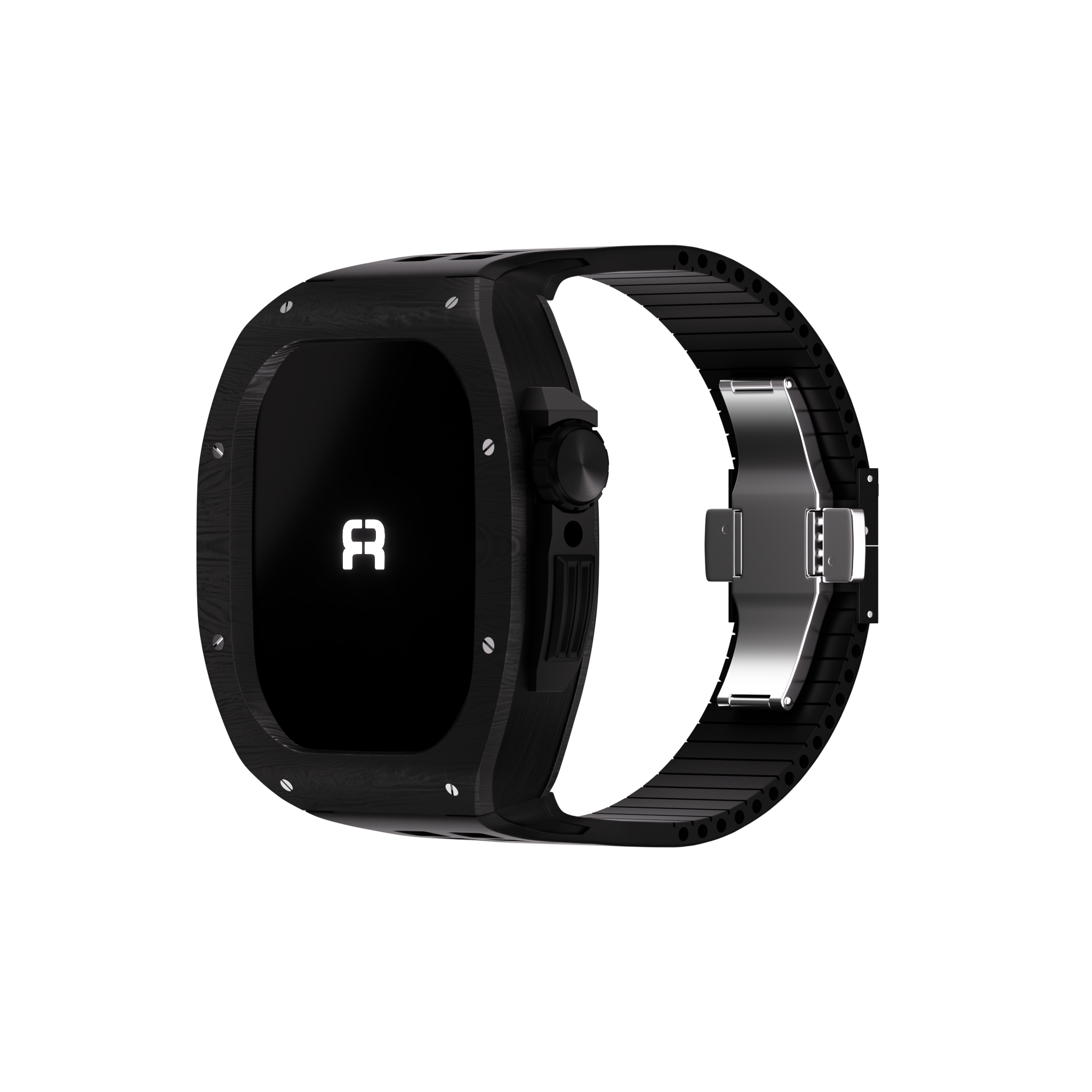 Reqior Boîtier en polymère avec bracelet en caoutchouc Apple Watch 45mm (chabon noir)