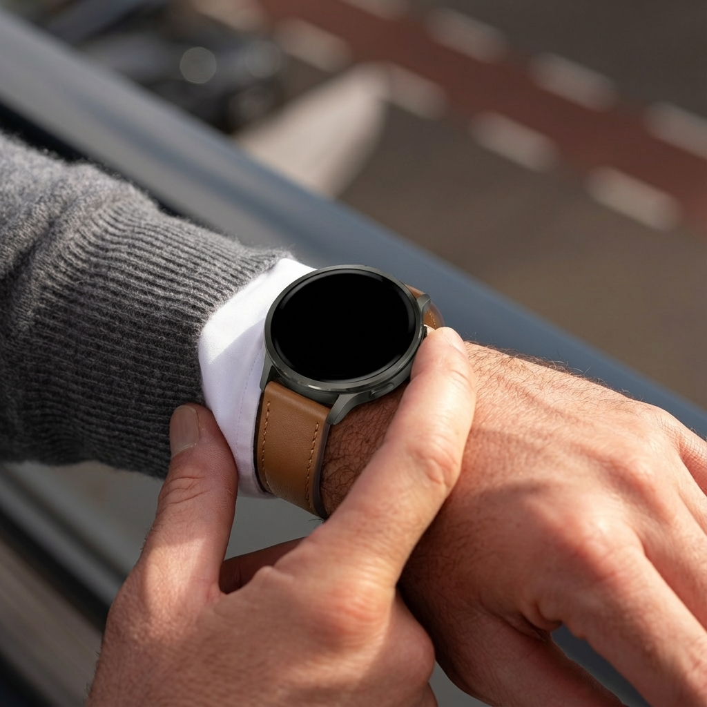 Bandz Bracelet cuir 'Deluxe' Garmin Forerunner 645 (marron)