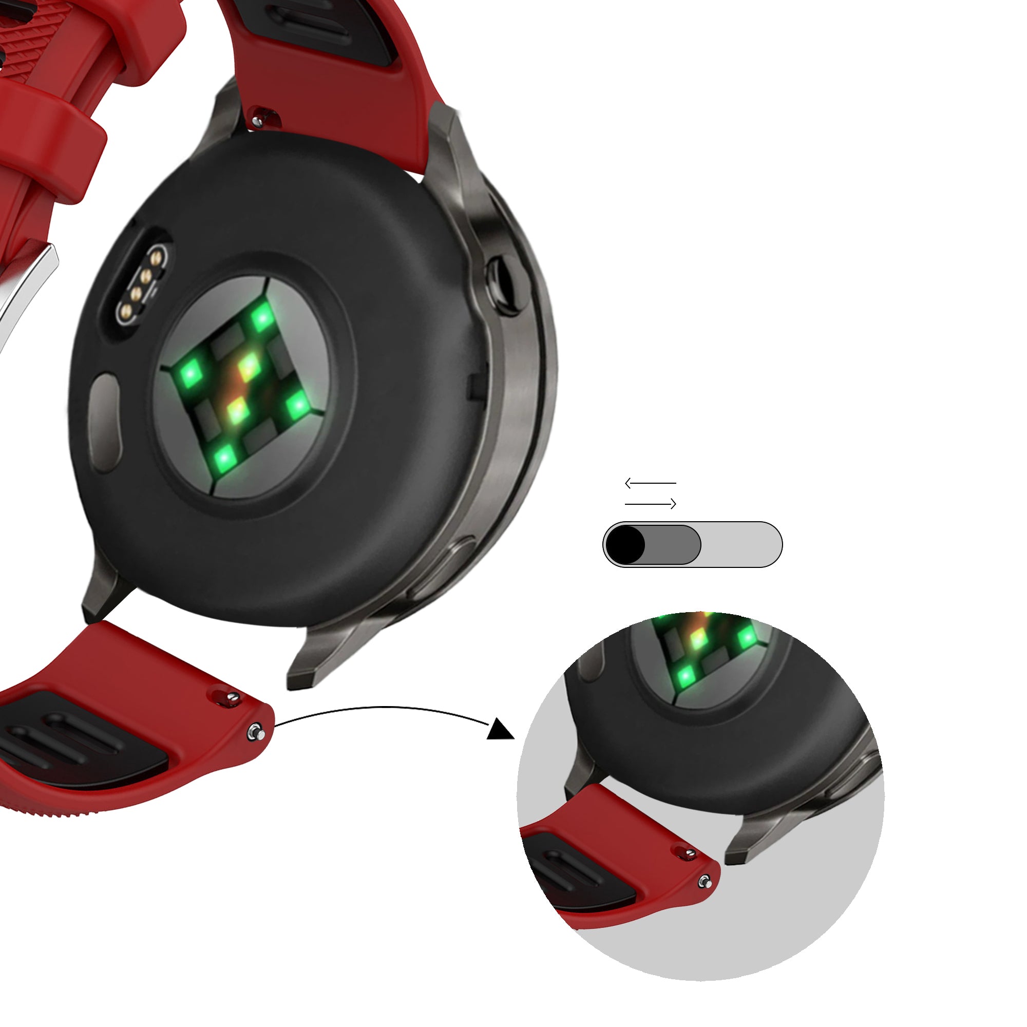 Bandz Bracelet sport avec boucle Garmin Vivoactive 4s (rouge/noir)