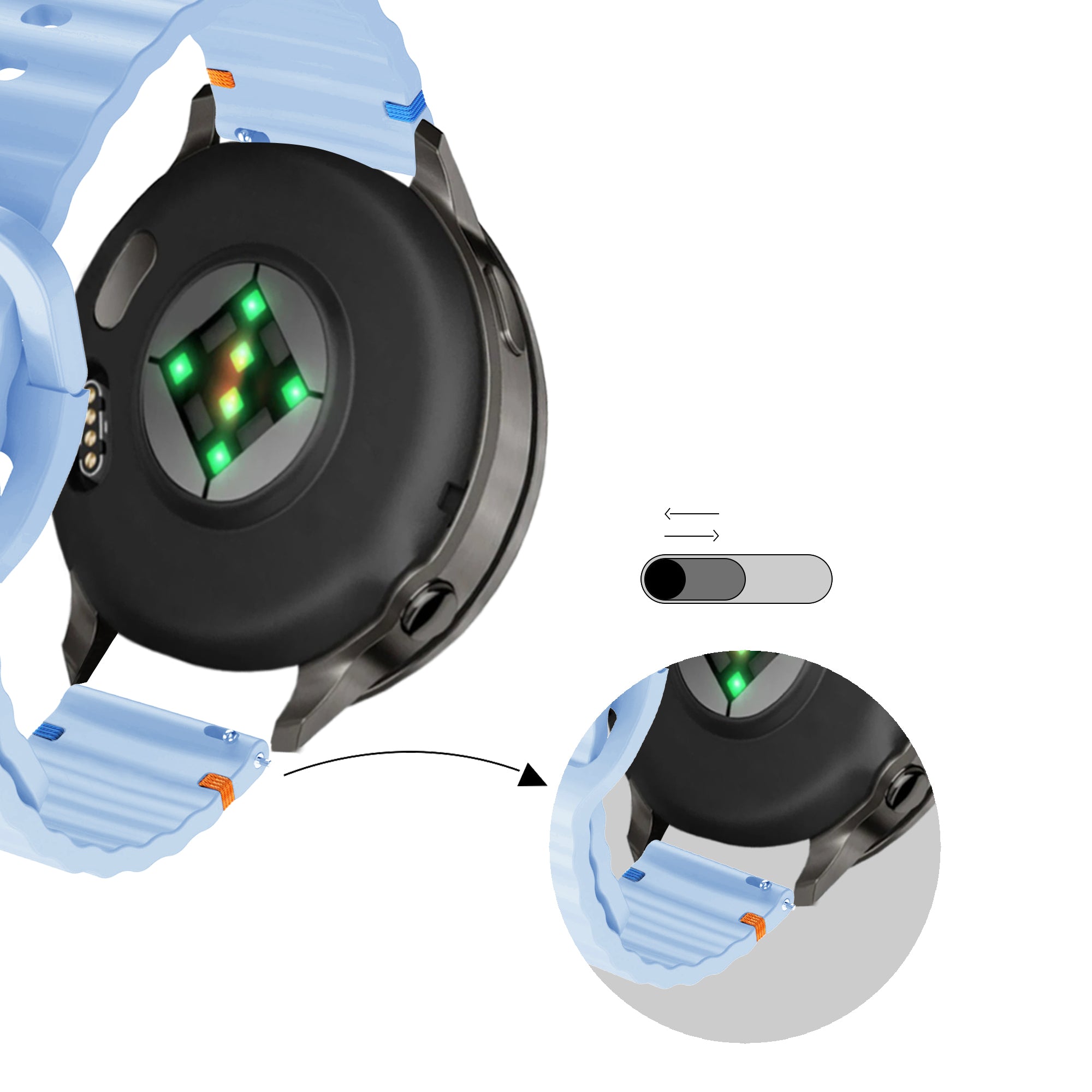 Bandz Garmin Venu 4 - 45mm Silicone Strap 'Wave' (Light Blue)