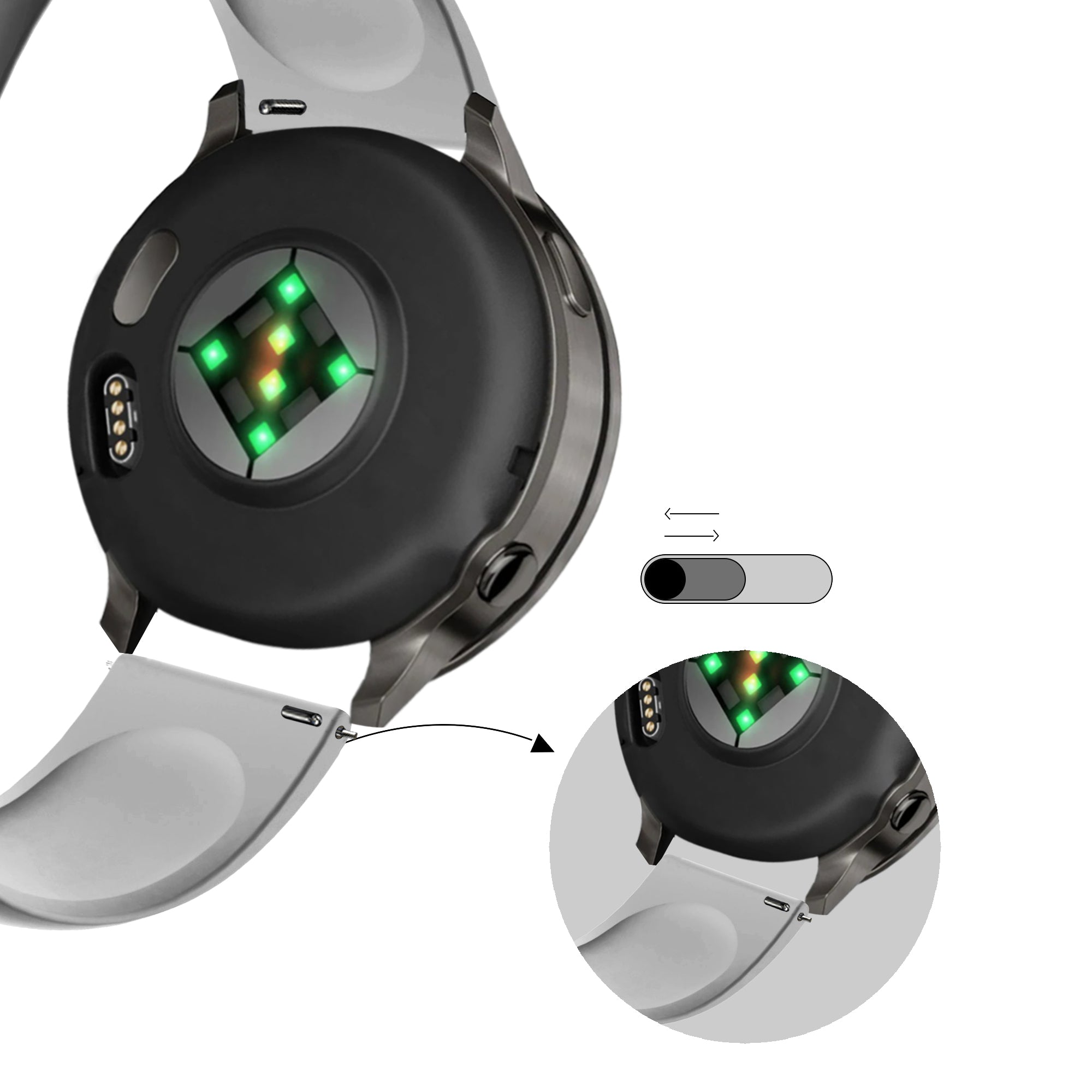 Bandz Garmin Forerunner 570 - 47mm Sport Strap 'Deluxe' (Grey)