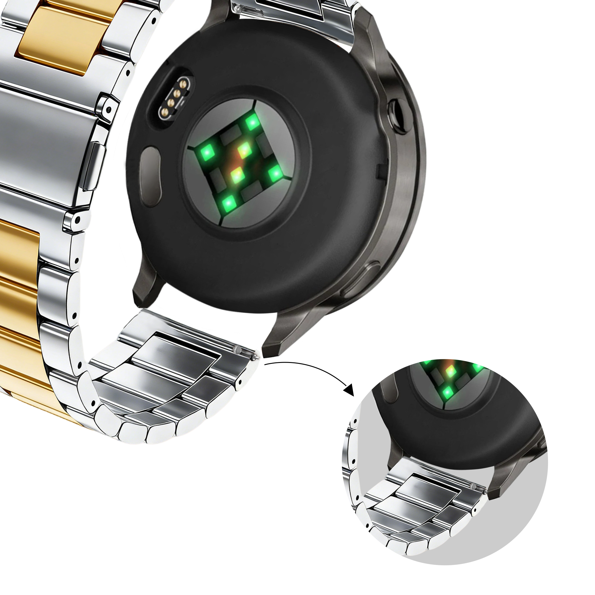 Bandz Bracelet acier 'Classic' Garmin Venu 2 Plus (argent/or)