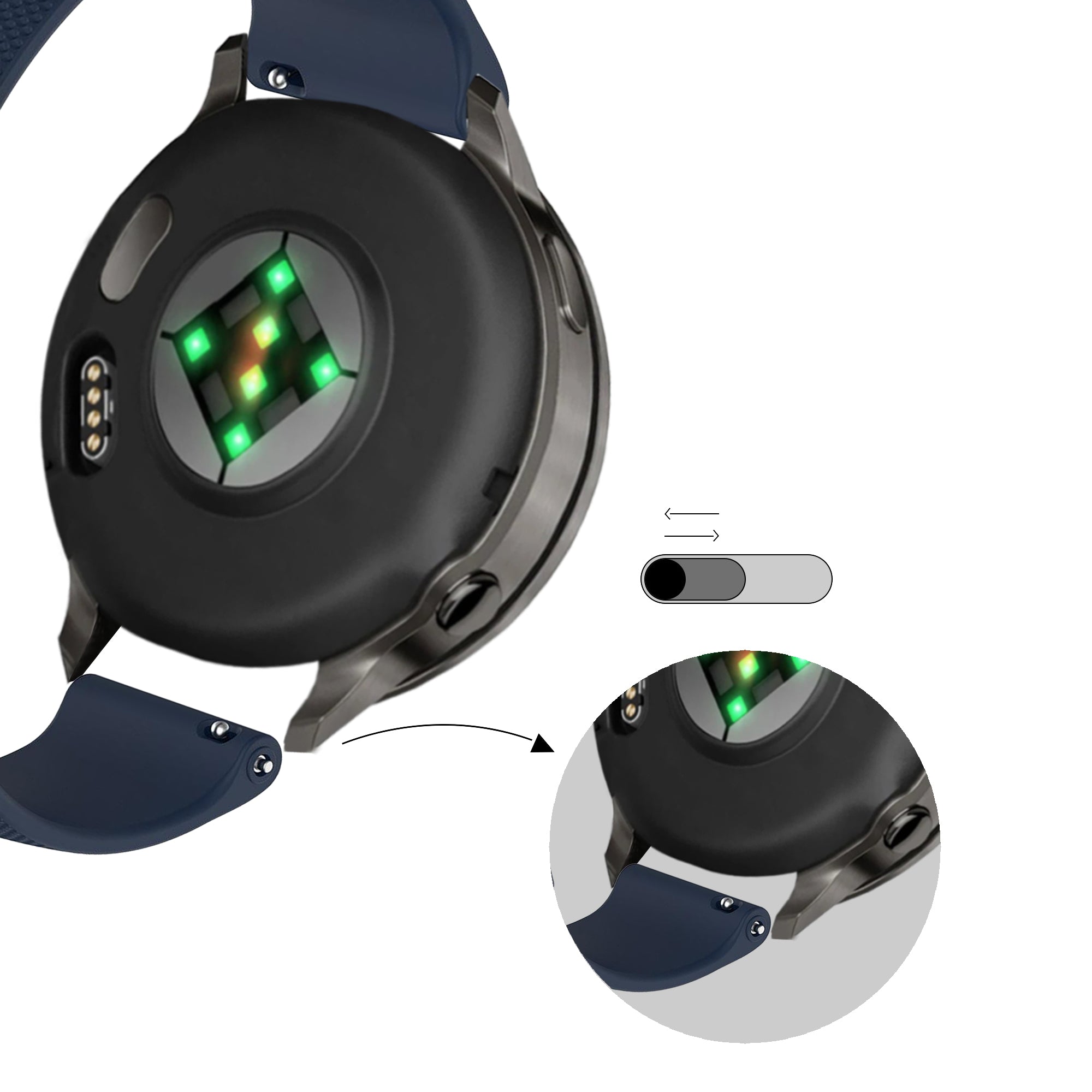 Bandz Bracelet silicone 'Premium' Garmin Approach J1 (bleu foncé)