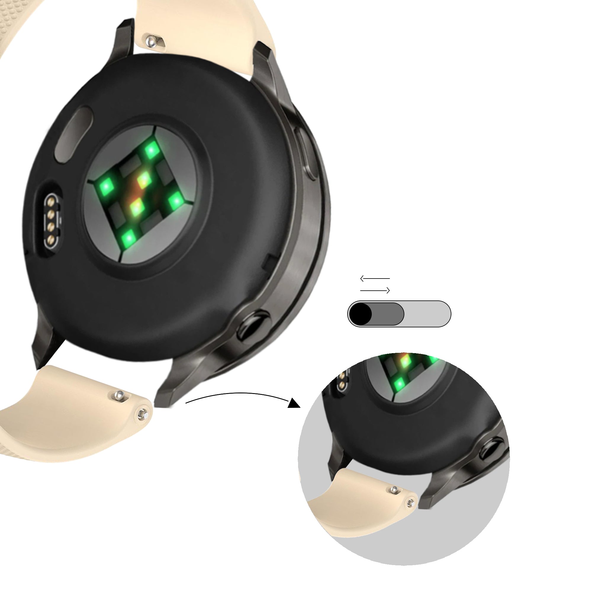 Bandz Bracelet silicone 'Premium' Garmin Venu SQ (beige)