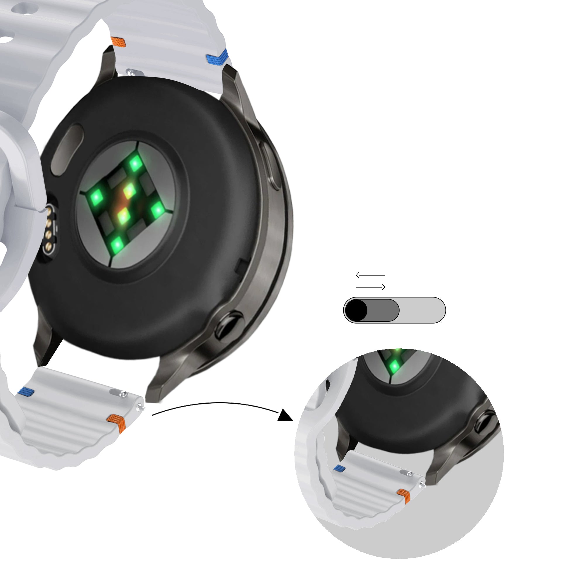 Bandz Garmin Venu 4 - 45mm Silicone Strap 'Wave' (Light Grey)