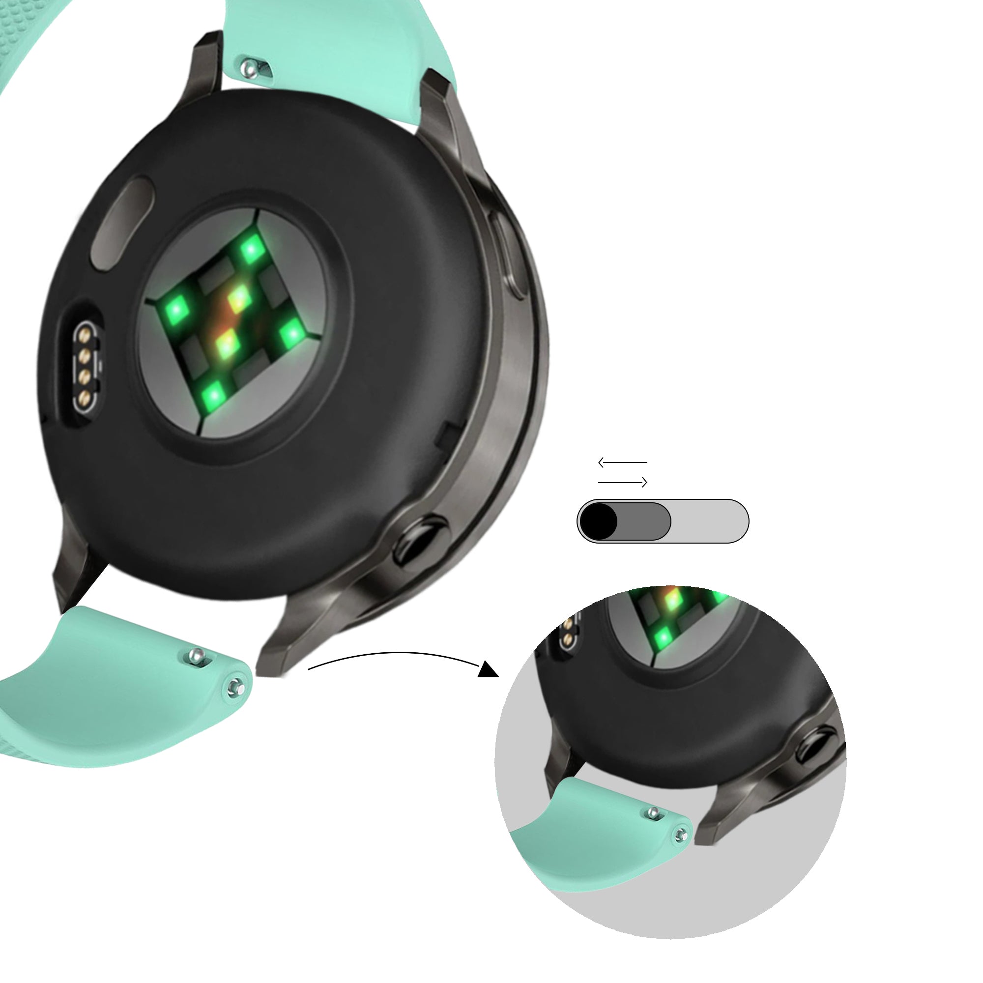 Bandz Bracelet silicone 'Premium' Garmin Forerunner 645 (turquoise)