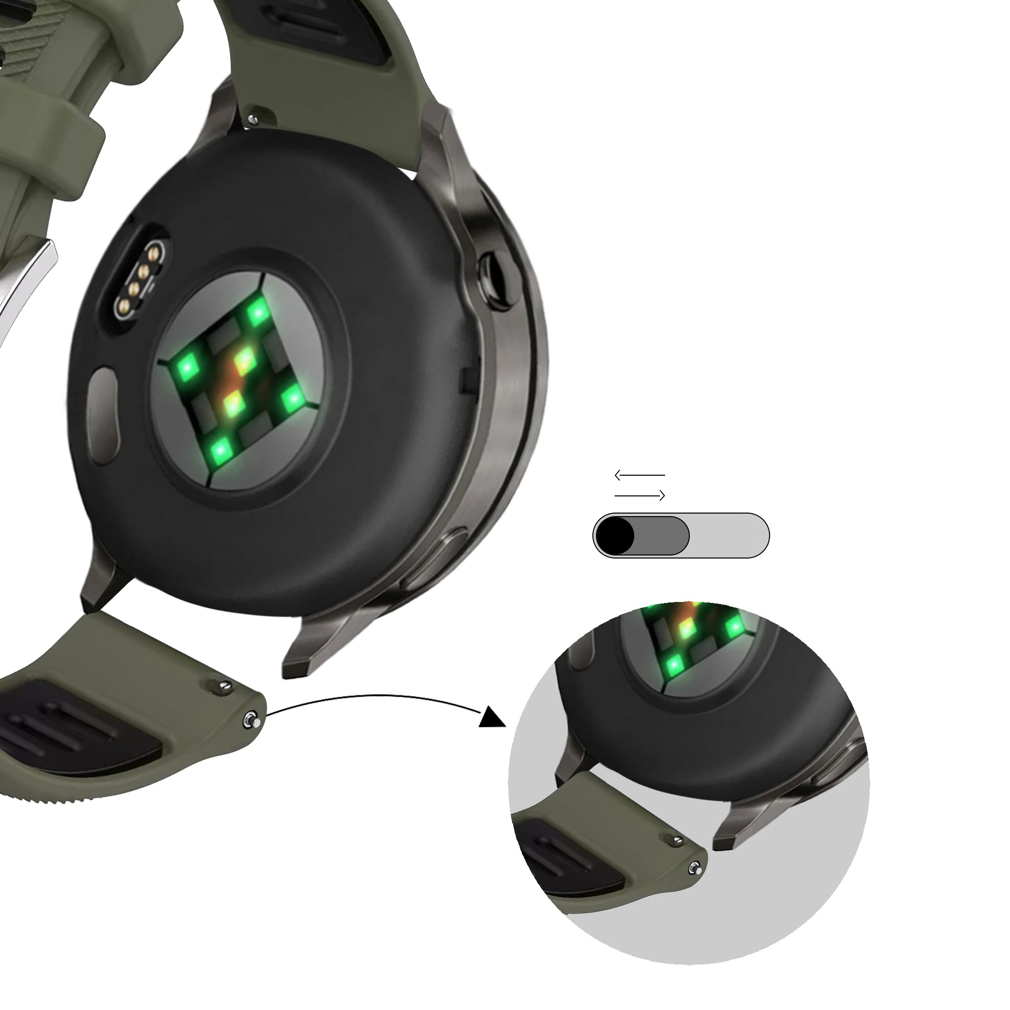 Bandz Bracelet sport avec boucle Garmin Venu 4 - 41mm (vert olive/noir)