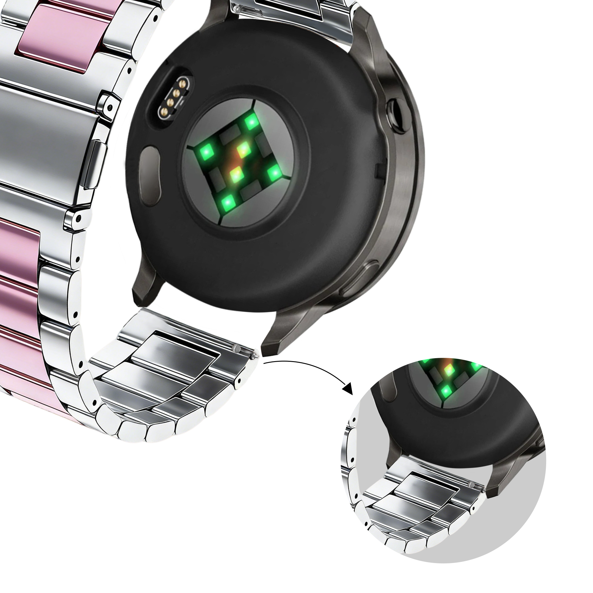 Bandz Bracelet acier 'Classic' Garmin Bounce 2 (argent/rose)