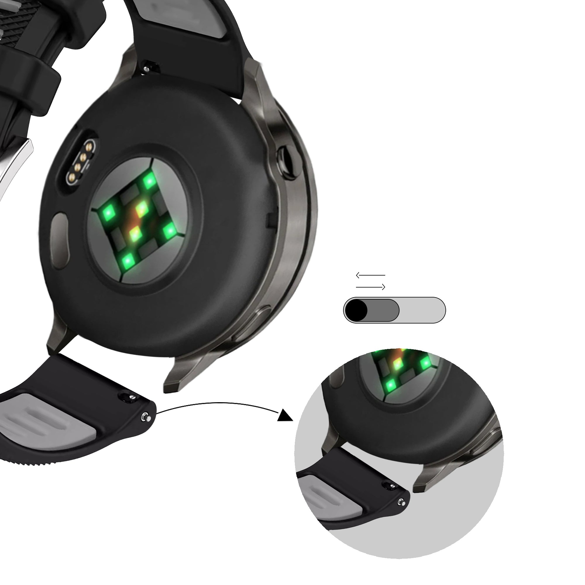 Bandz Garmin Venu 4 - 41mm Sport Strap with Buckle (Black/Grey)