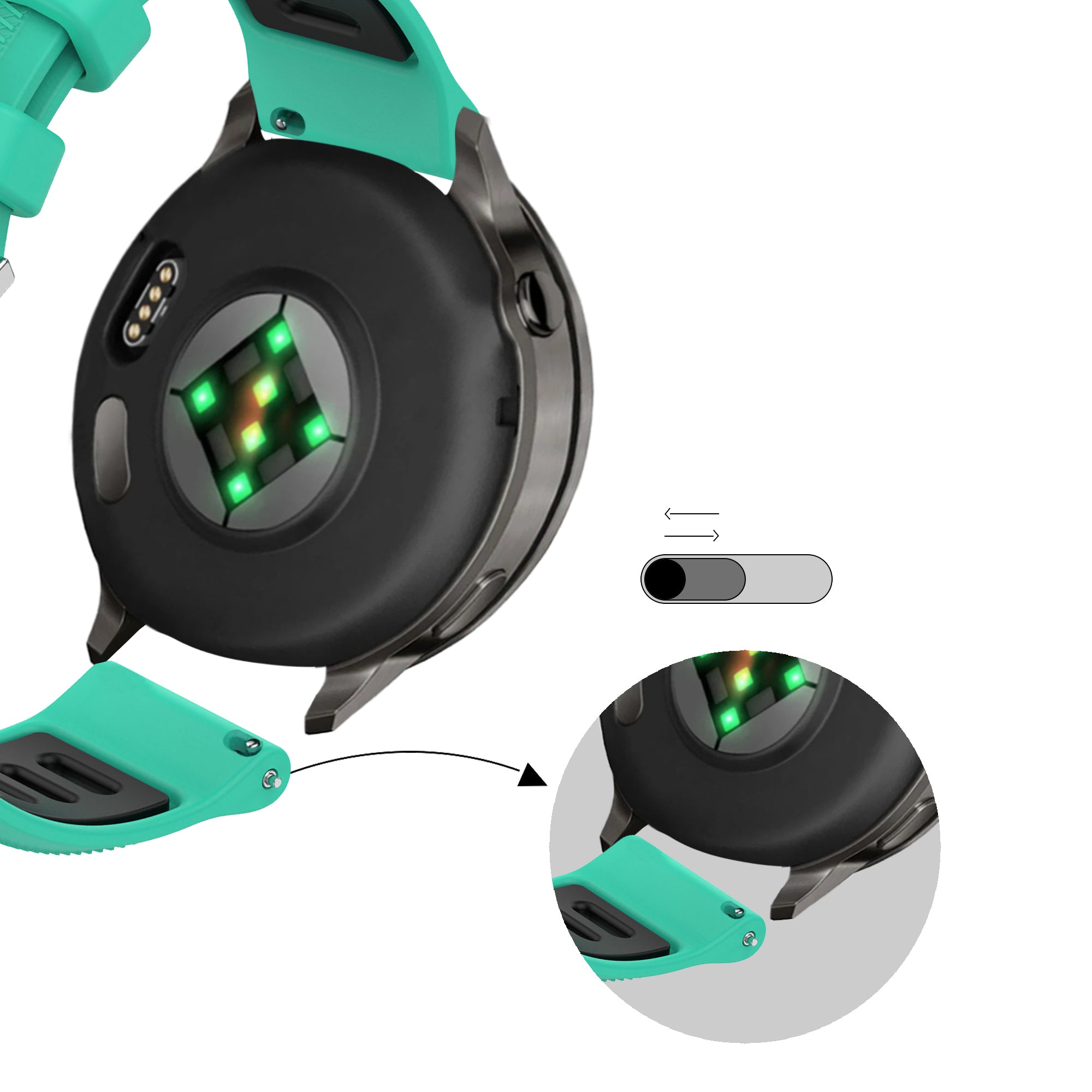 Bandz Bracelet sport avec boucle Garmin Forerunner 255s (turquoise/noir)