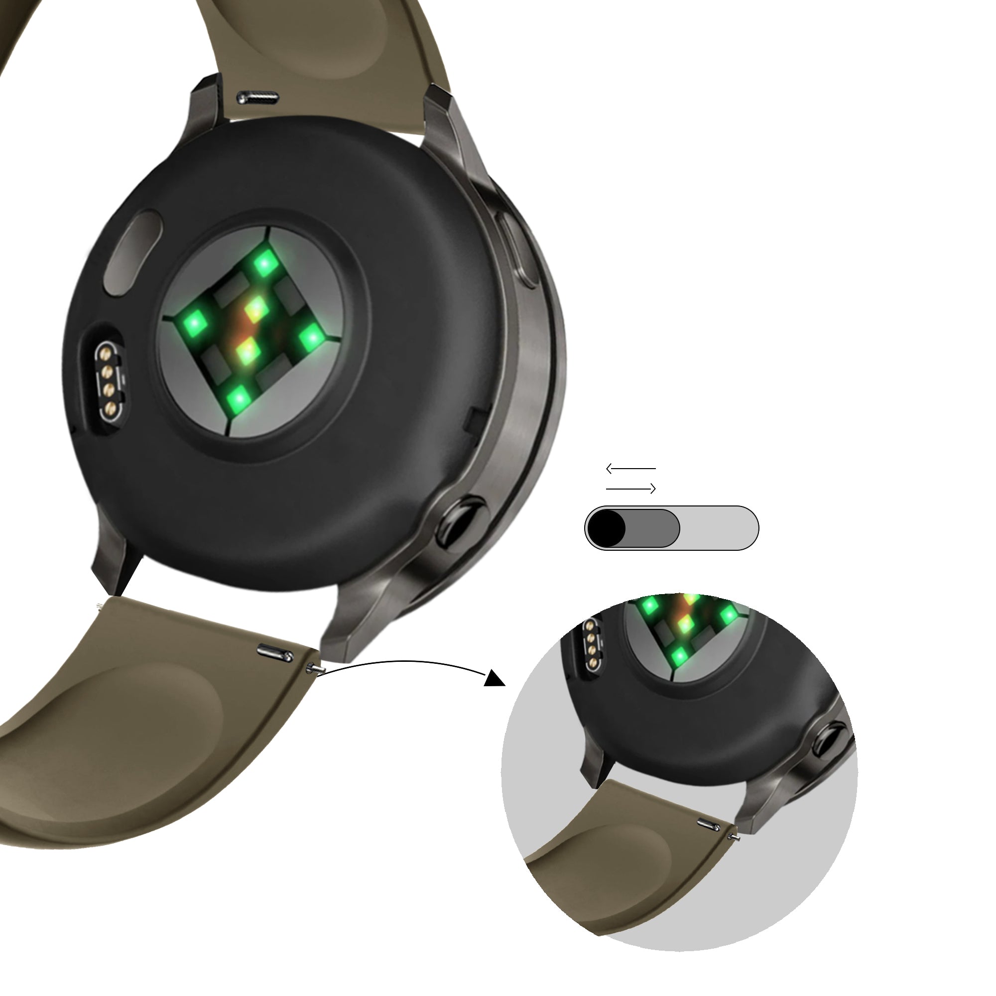 Bandz Garmin Venu 4 - 45mm Sport Strap 'Deluxe' (Olive)