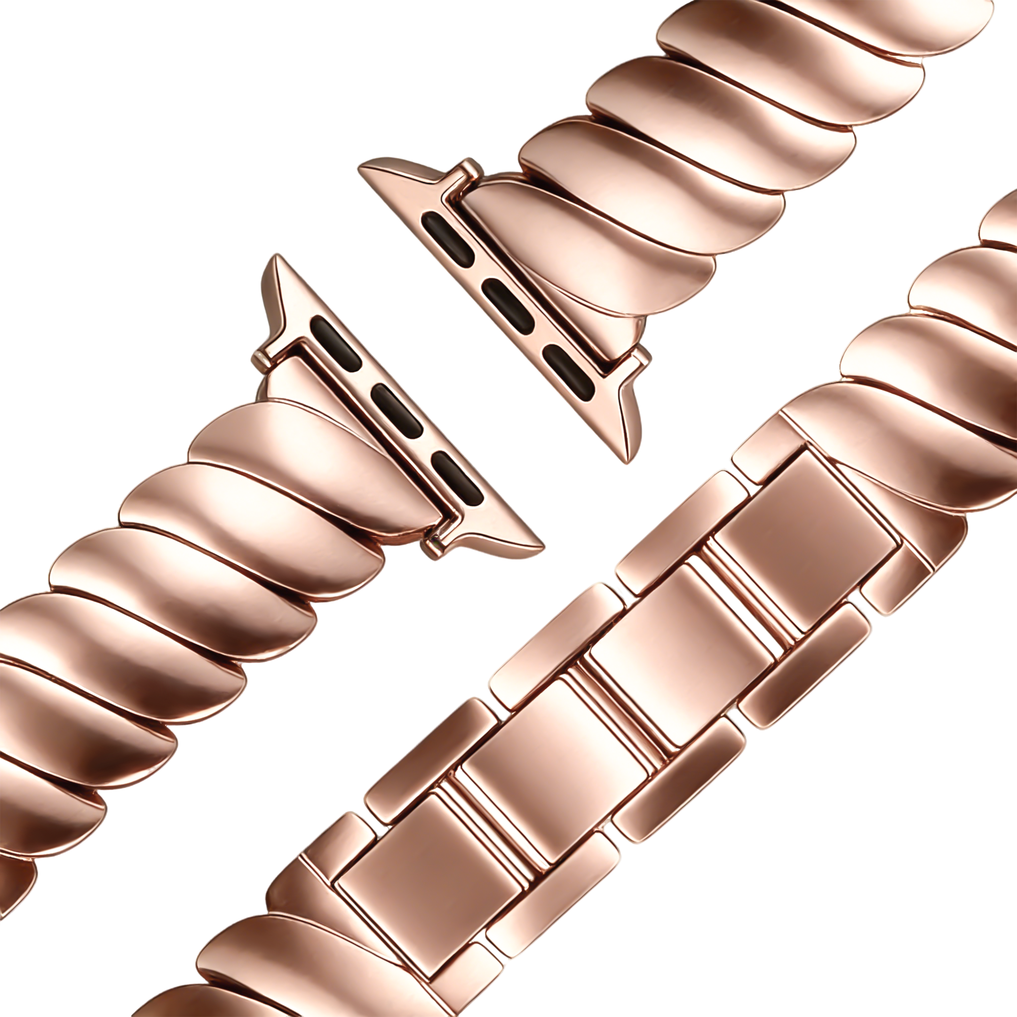 Bandz Bracelet acier premium 'Twisted' Apple Watch (rose or)