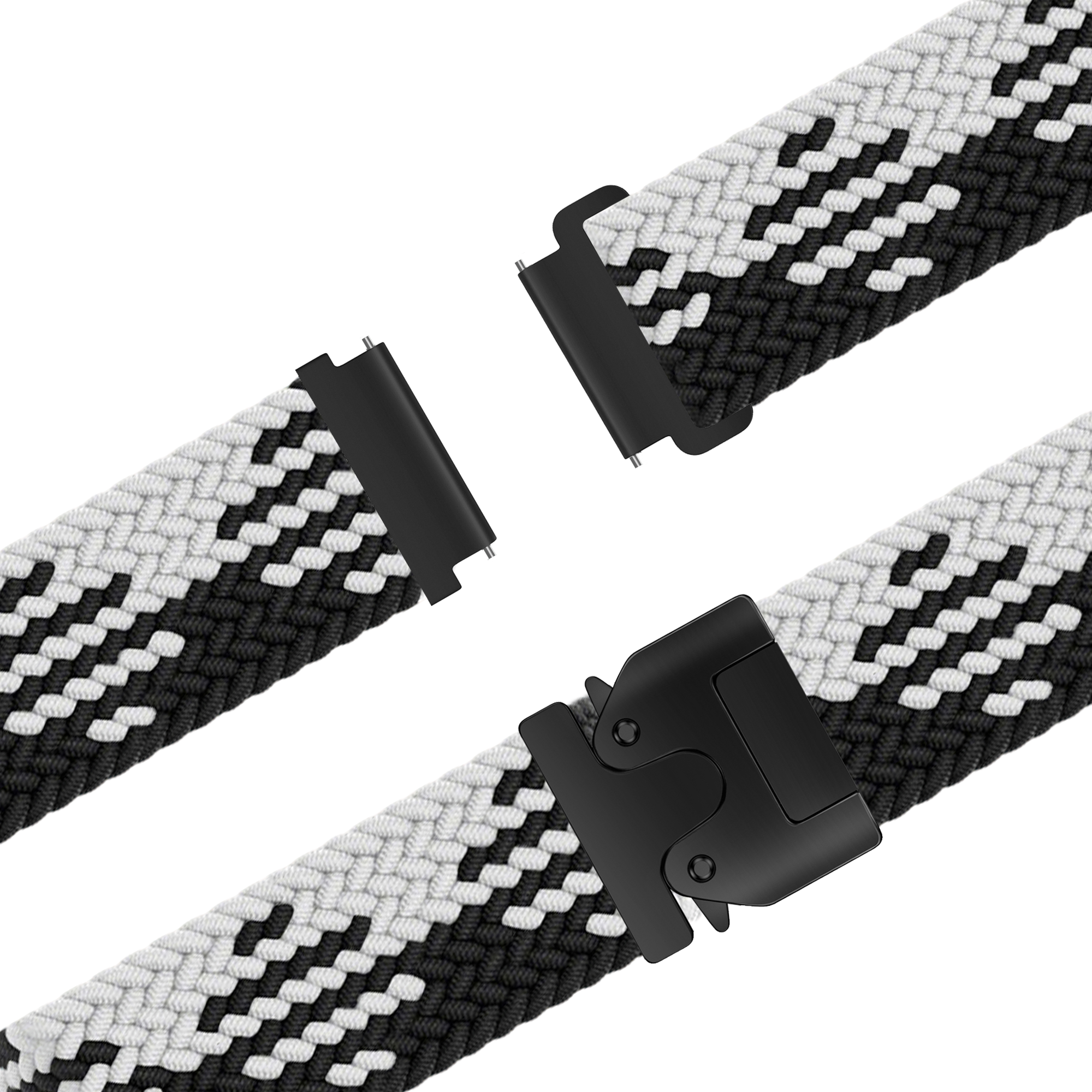 Bandz Garmin Venu 4 - 41mm Braided Strap 'Parachute' (Black/White)