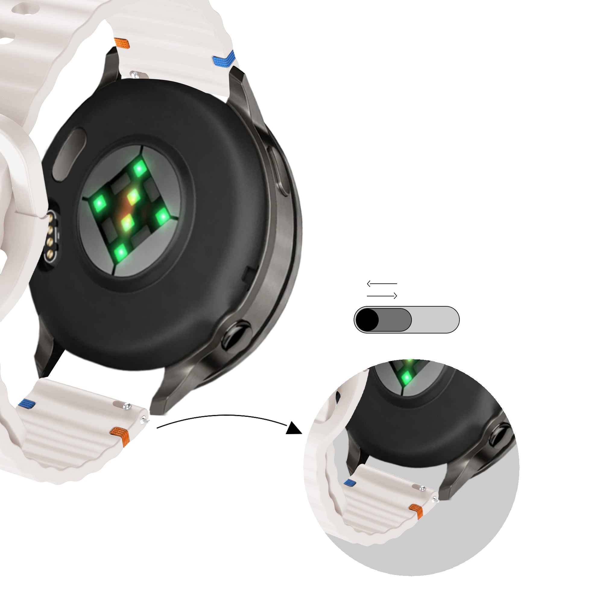 Bandz Bracelet silicone ondulé Garmin Forerunner 265s (lumière stellaire)