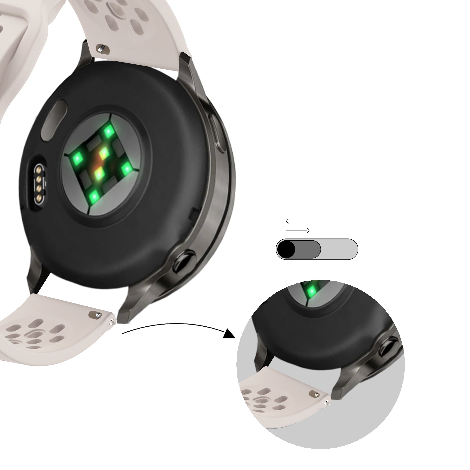 Bandz Bracelet silicone 'Air' Garmin Vivoactive 6 (lumière stellaire)