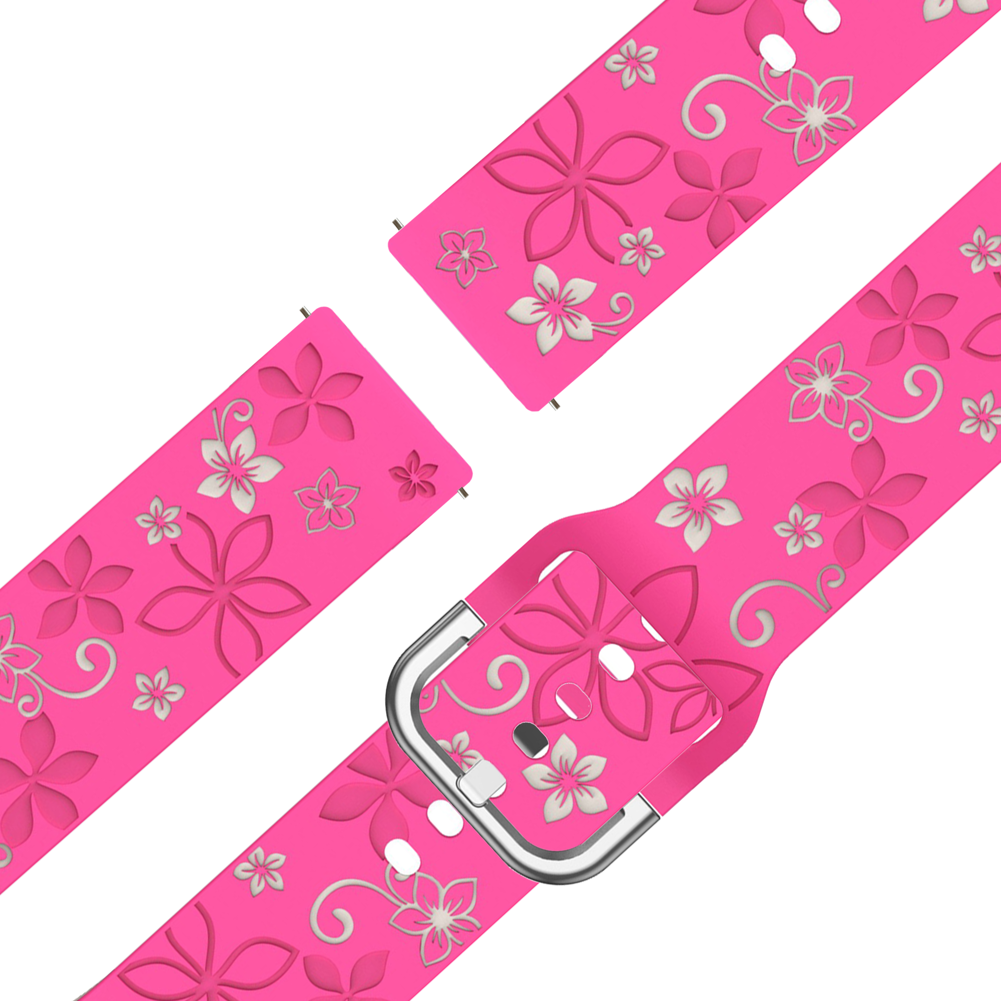 Bandz Bracelet silicone 'Fleurs' Garmin Forerunner 645 (rose vif/lumière stellaire)