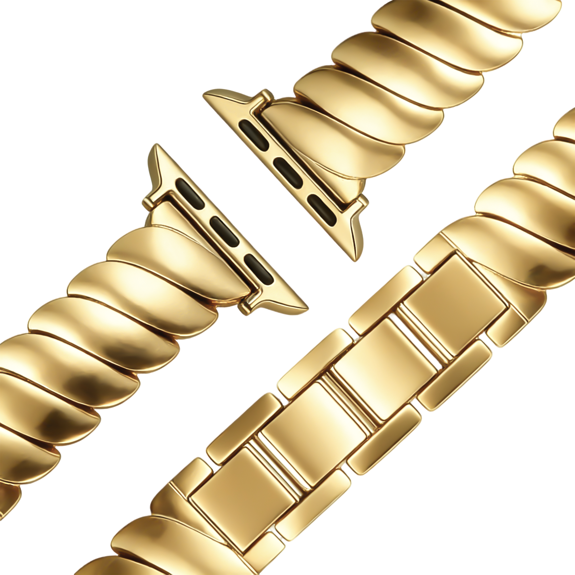 Bandz Bracelet acier premium 'Twisted' Apple Watch (or)