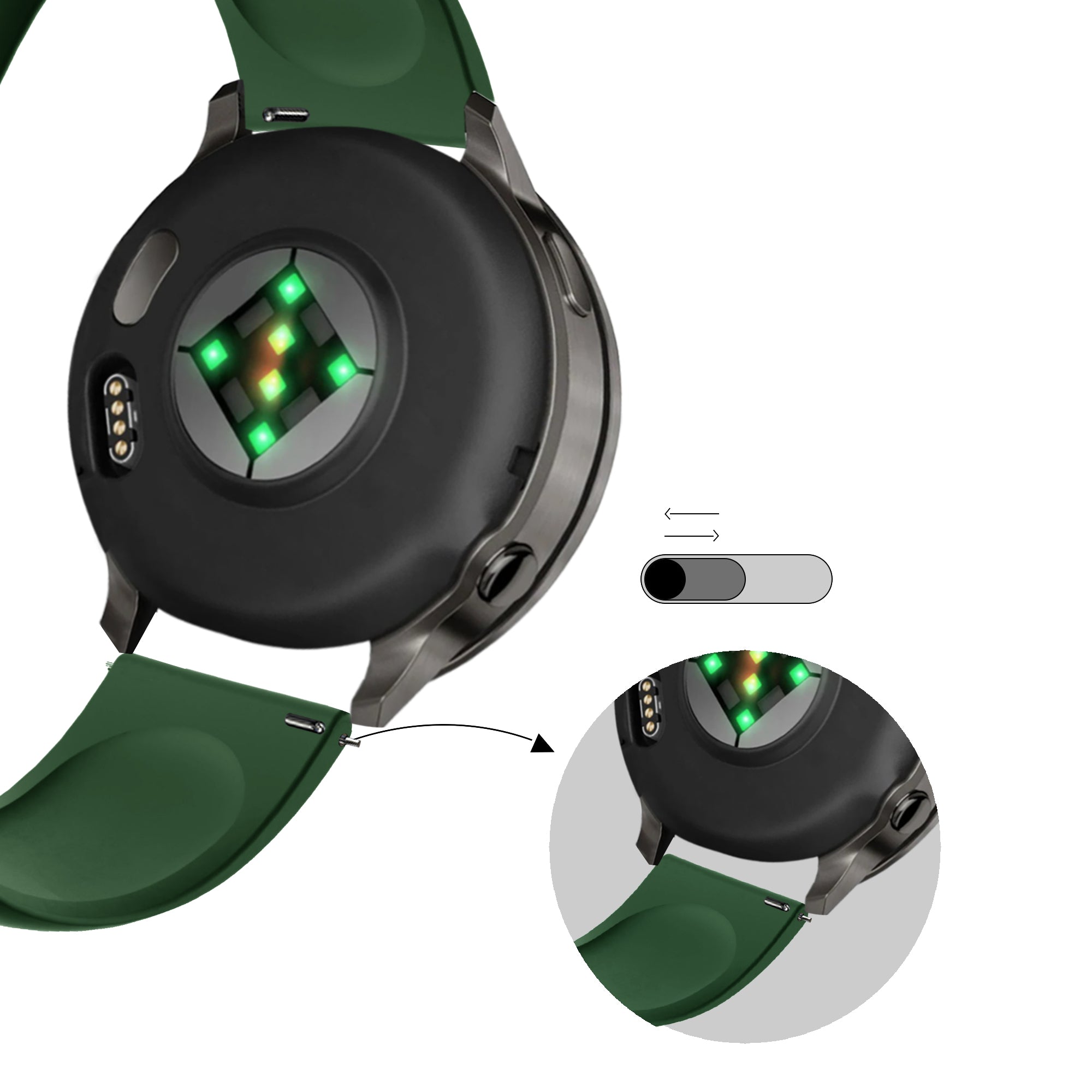 Bandz Bracelet sport 'Deluxe' Garmin Approach J1 (vert militaire)