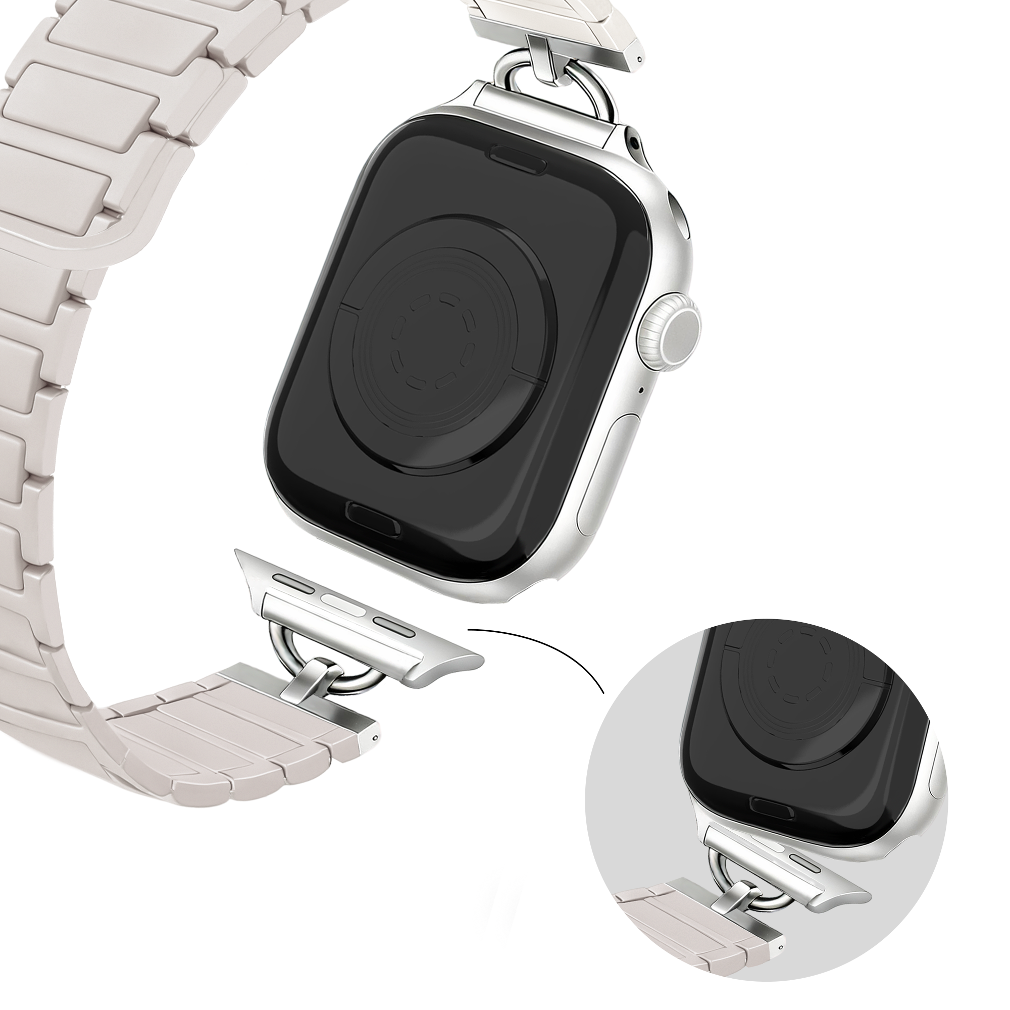 Bandz Bracelet silicone magnétique 'fine' Apple Watch (lumière stellaire)