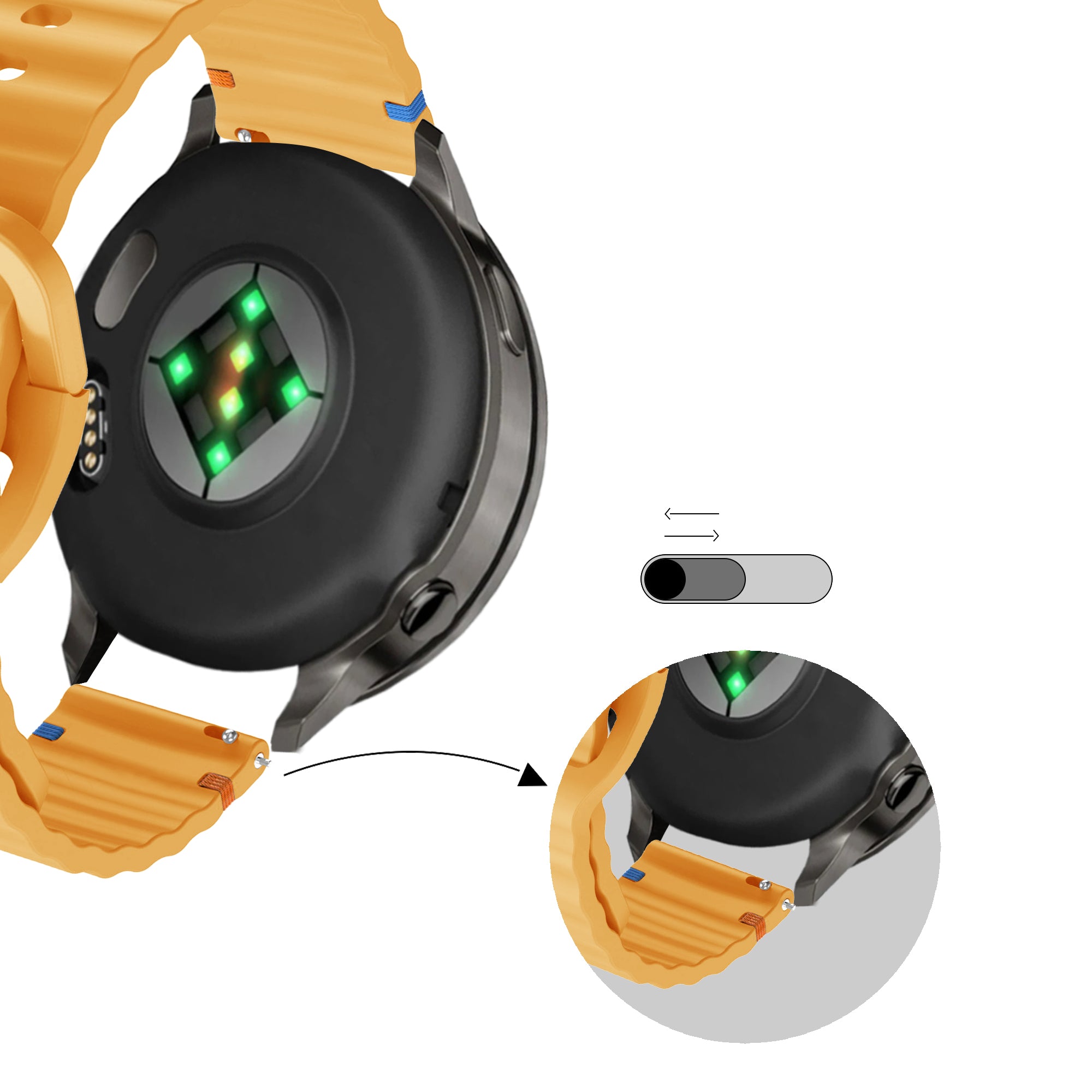 Bandz Bracelet silicone ondulé Garmin Approach S42 (jaune foncé)