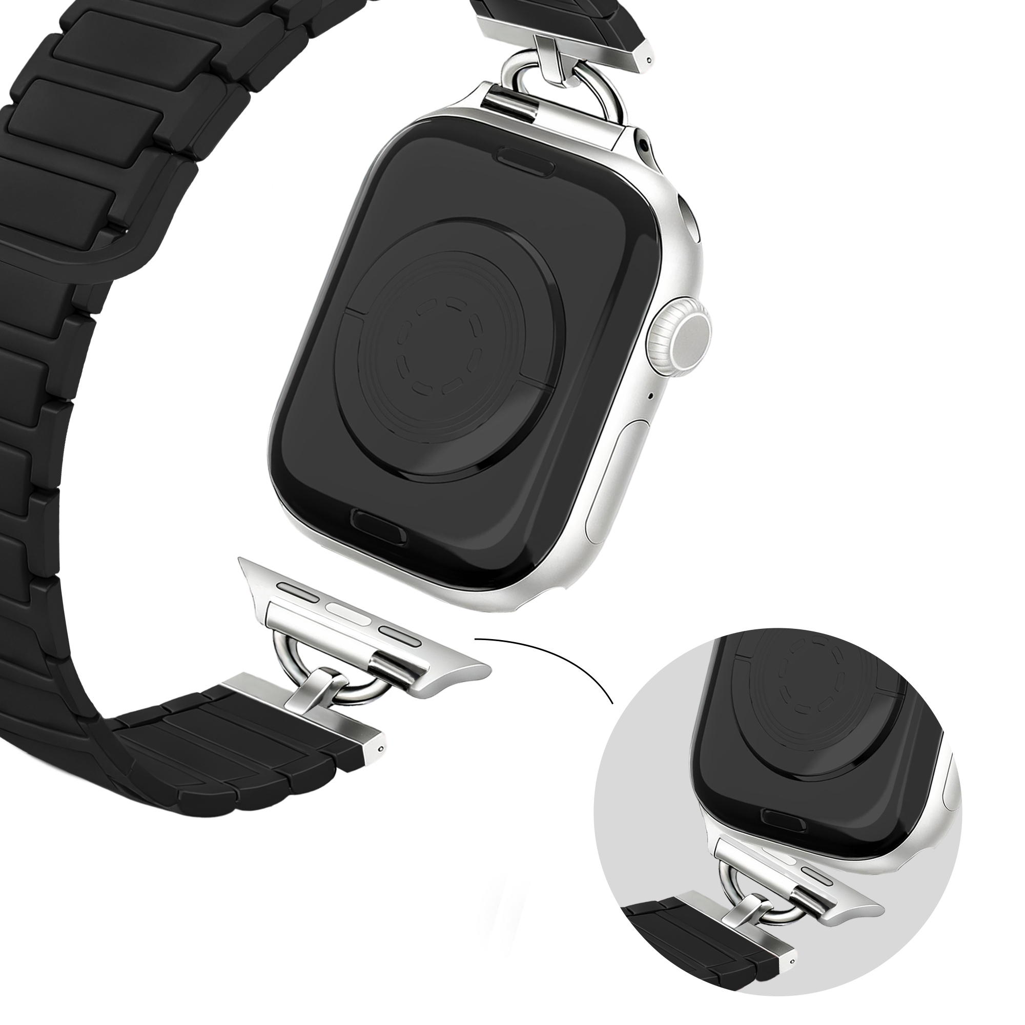 Bandz Bracelet silicone magnétique 'fine' Apple Watch (noir)