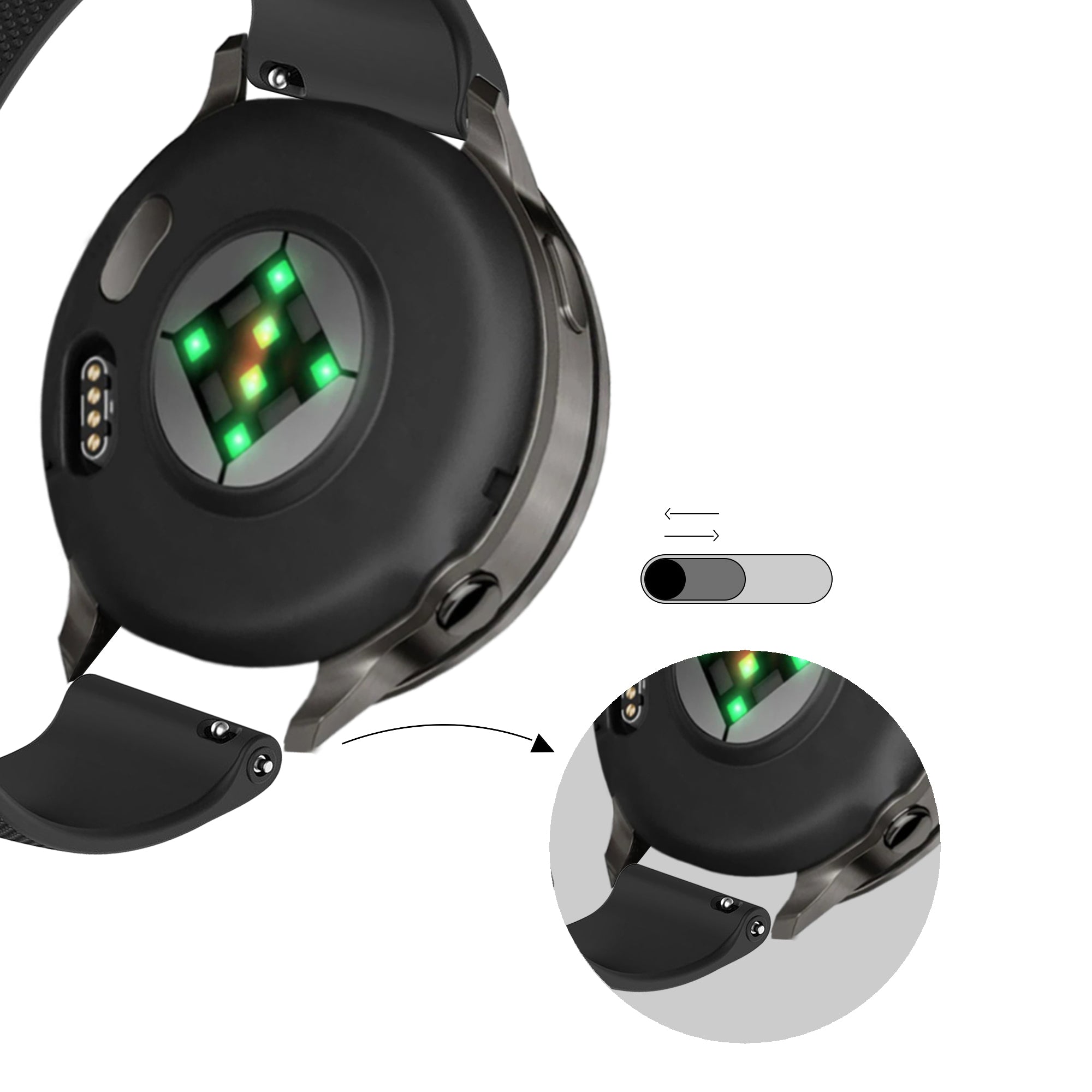 Bandz Bracelet silicone 'Premium' Garmin Forerunner 265 (noir)