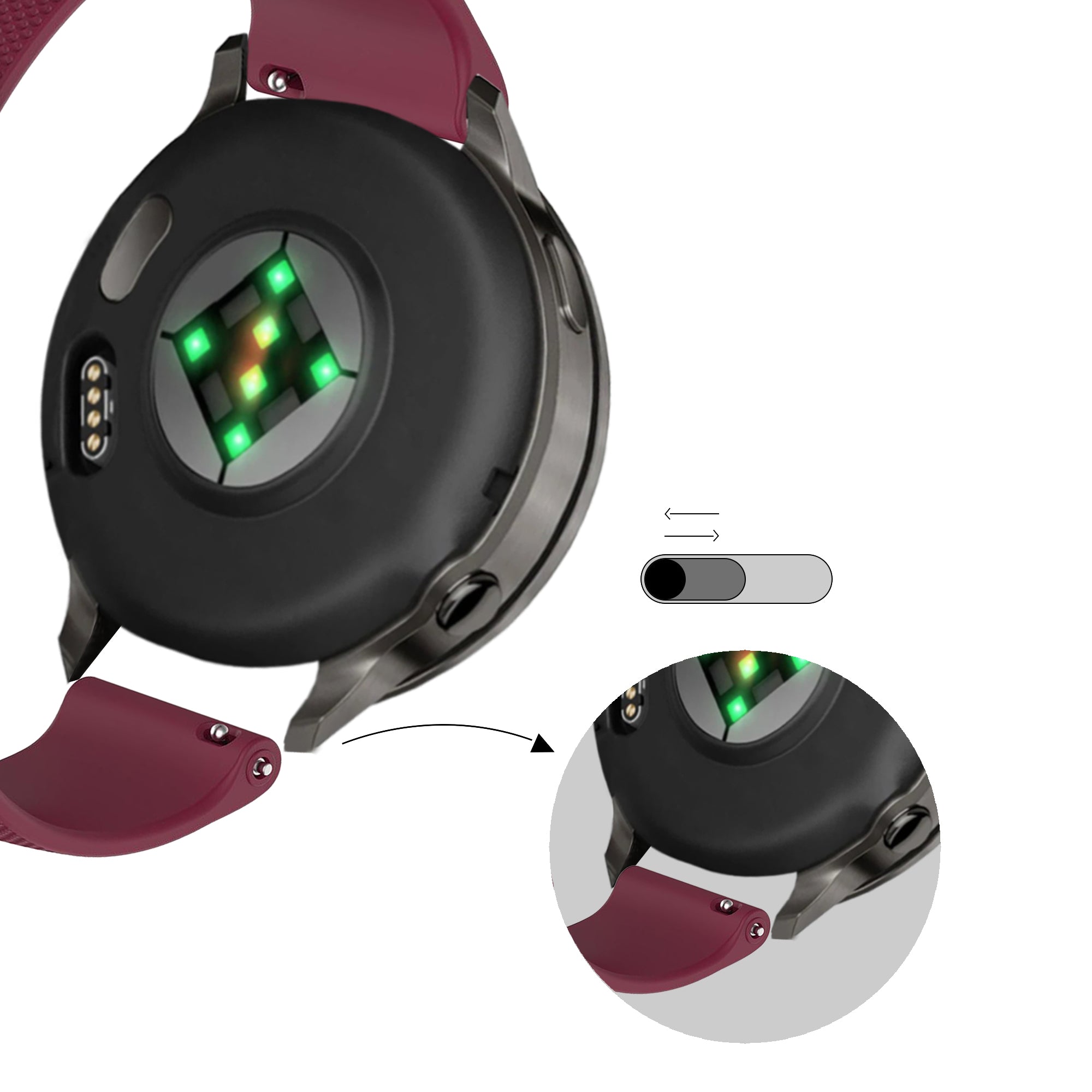 Bandz Bracelet silicone 'Premium' Garmin Approach S50 (rouge vin)