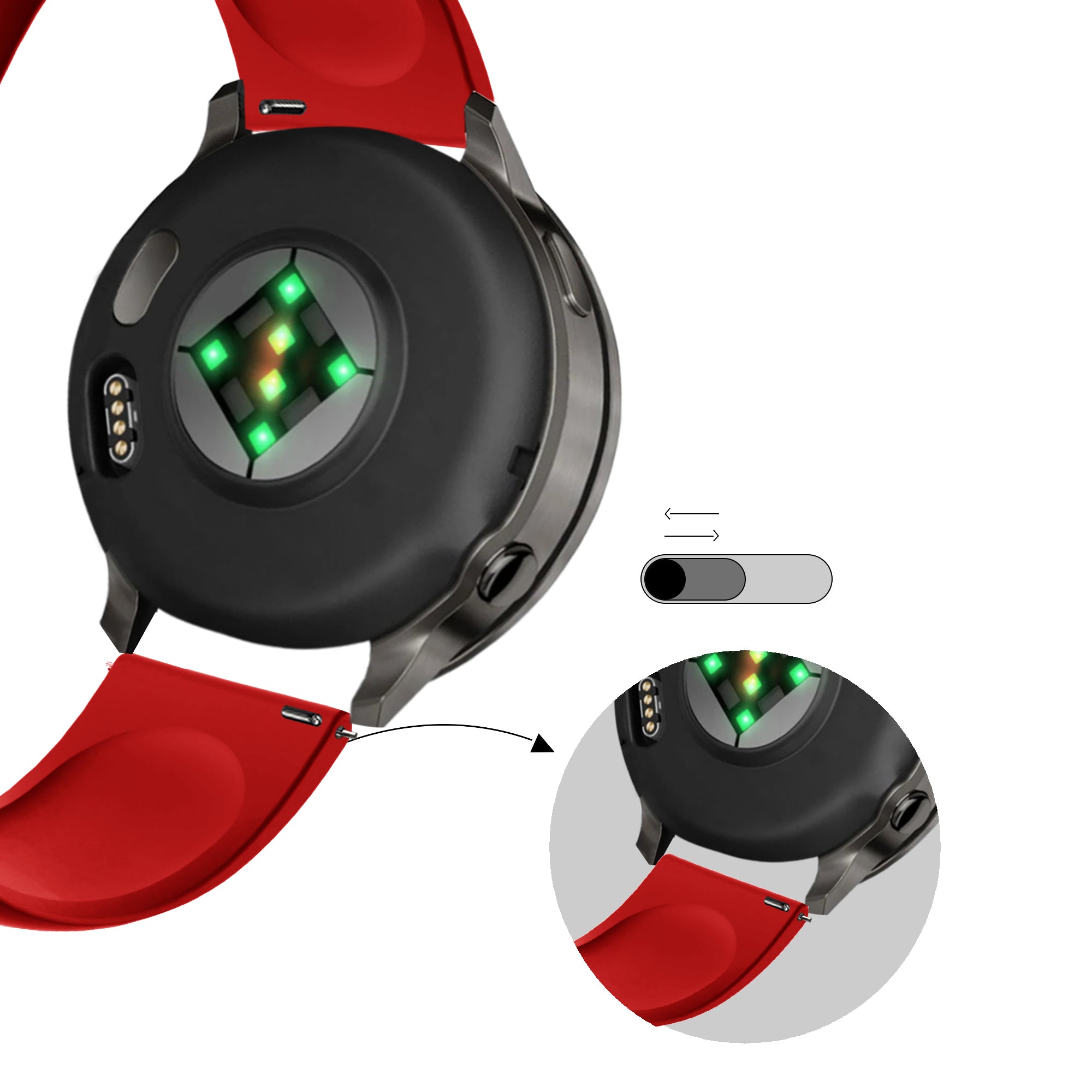 Bandz Bracelet sport 'Deluxe' Garmin Vivoactive 4s (rouge)