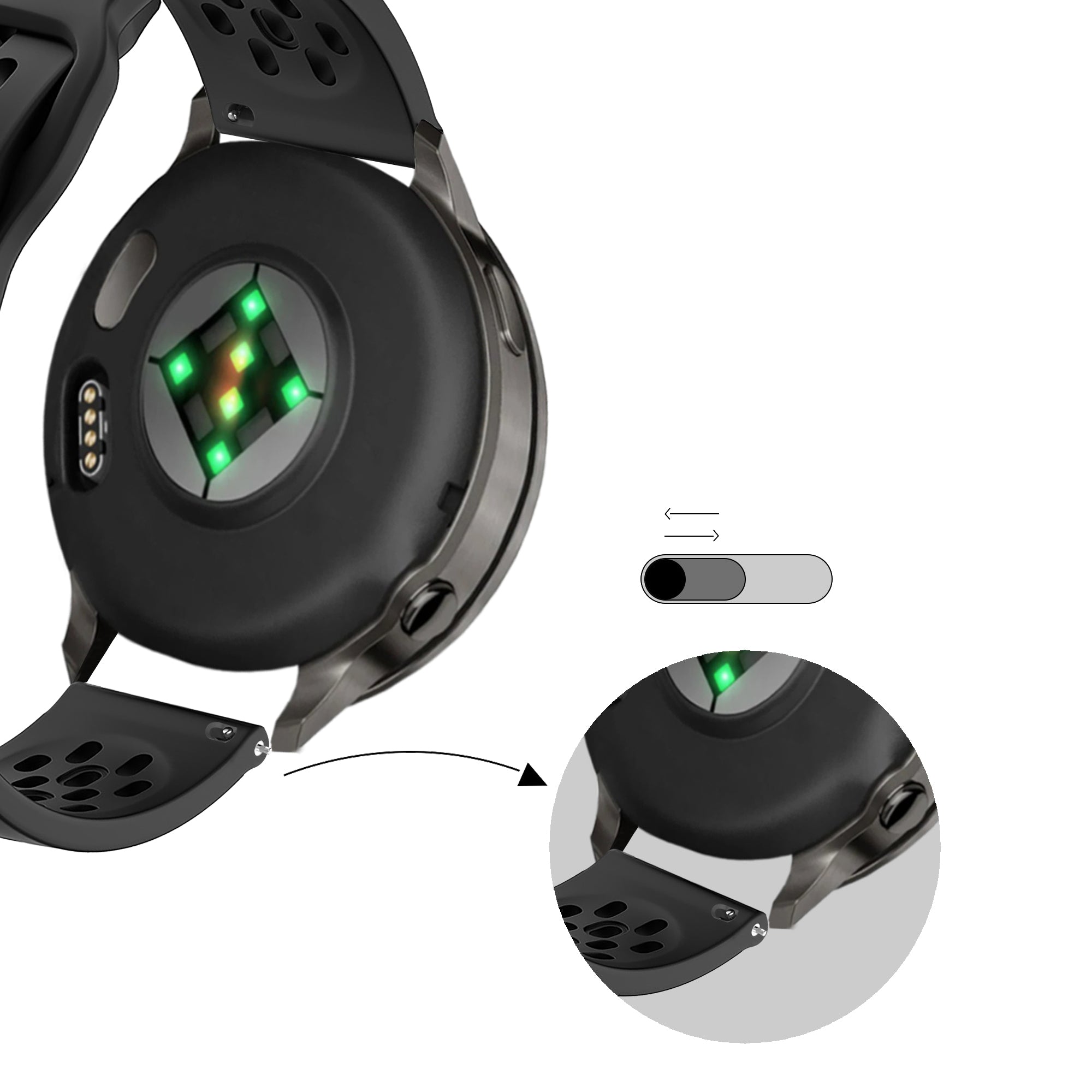 Bandz Bracelet silicone 'Air' Garmin Forerunner 245 (noir)