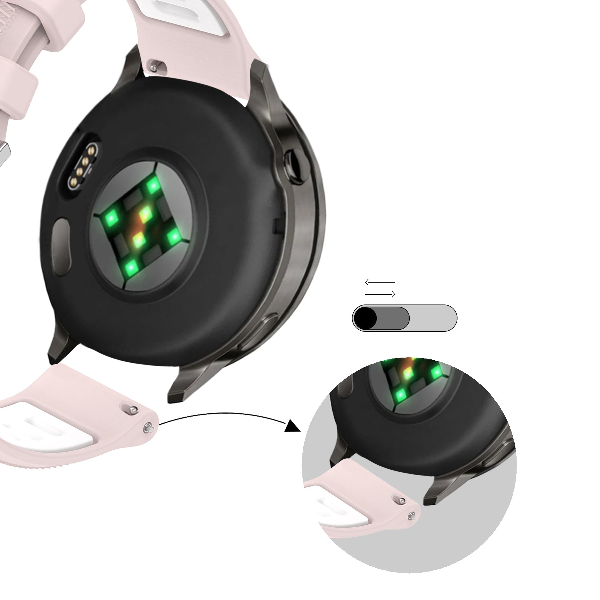 Bandz Bracelet sport avec boucle Garmin Vivomove 3s (rose/blanc)