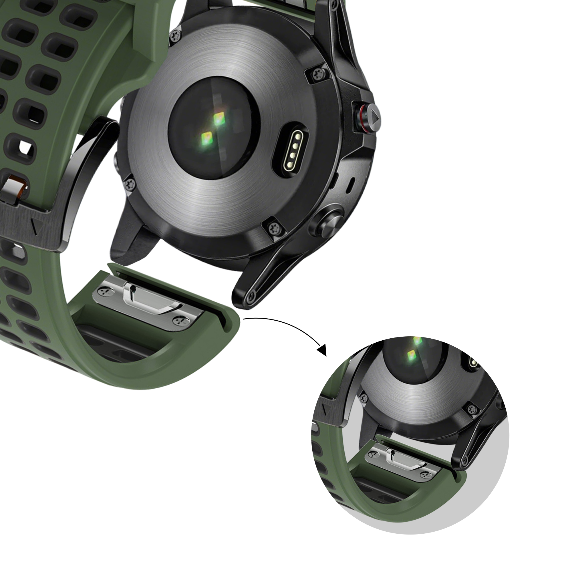 Bandz Bracelet sport avec boucle Garmin Fenix 8 Pro - 51mm (verte/noir)