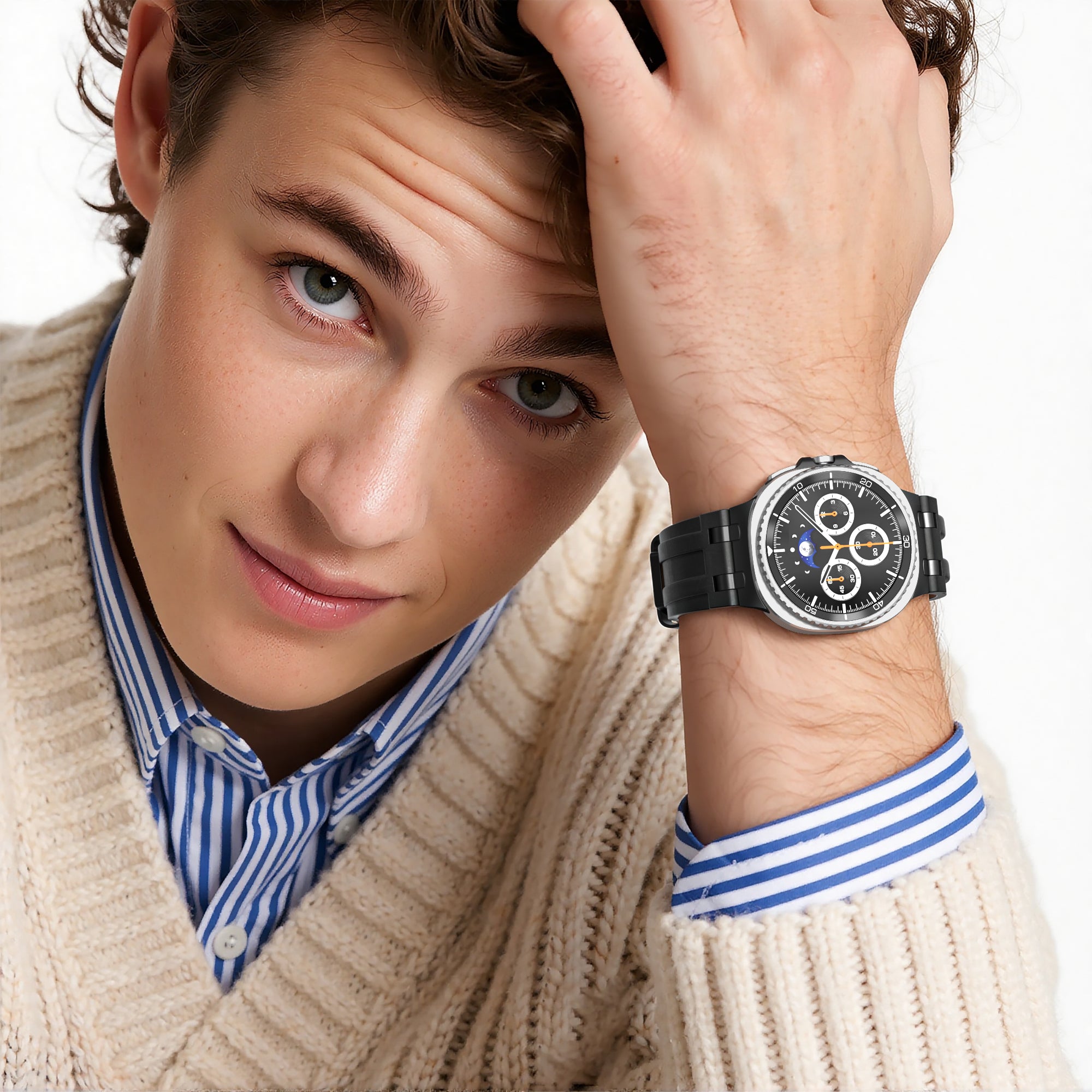 Samsung Galaxy Watch 8 - 44mm Solid Leather Strap (Black)