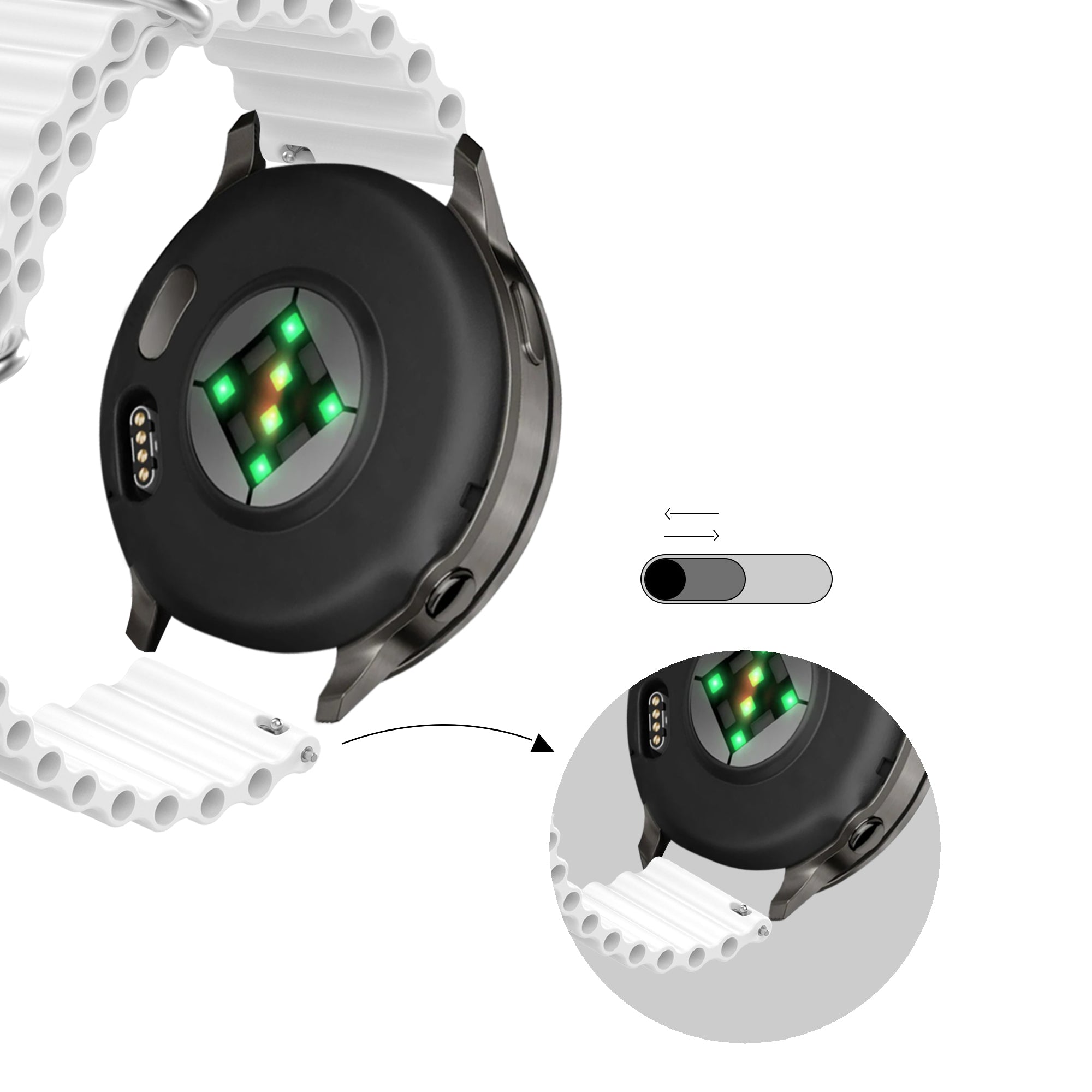 Bandz Garmin Vivoactive 3 Ocean Strap 'Classic' (White)