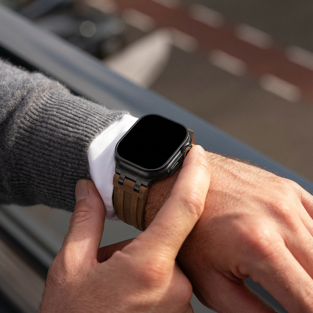 Bracelet cuir solide Apple Watch (bronze)