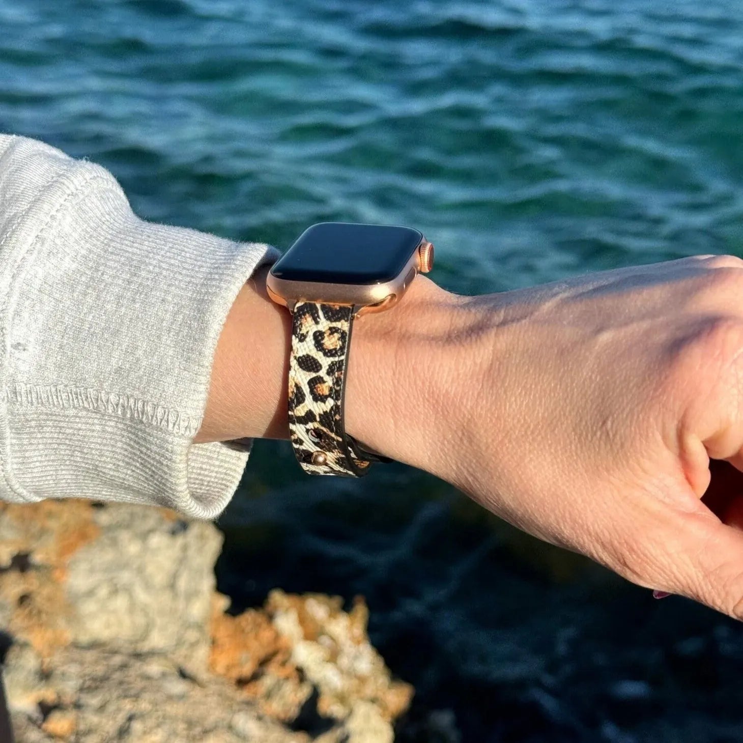 Bracelet cuir Apple Watch (léopard)